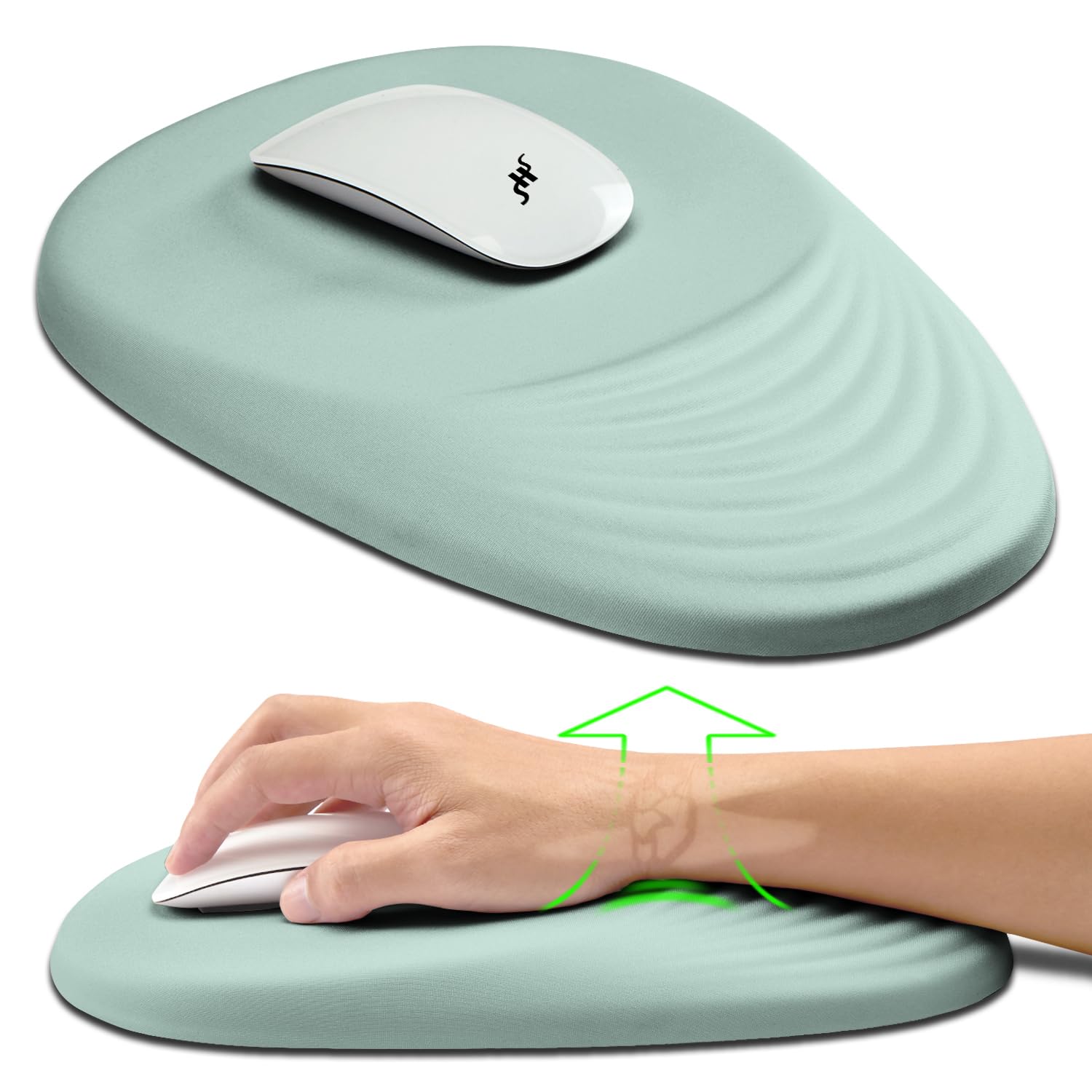 Hokafenle Ergonomic Mouse Pad Wrist Support, Terraced Slope Carpal Tunnel Wrist Pad for Mouse with Unibody Memory Foam, Wrist Rest Pain Relief