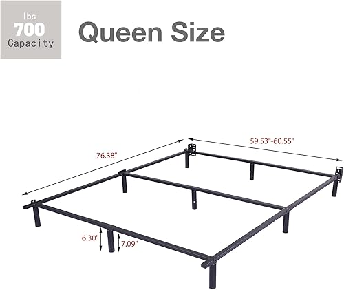 Miniatura 2 de Nightell Base de cama Queen con plataforma de metal de 7 pulgadas base de cama para somier antideslizante fácil montaje marco de cama resistente