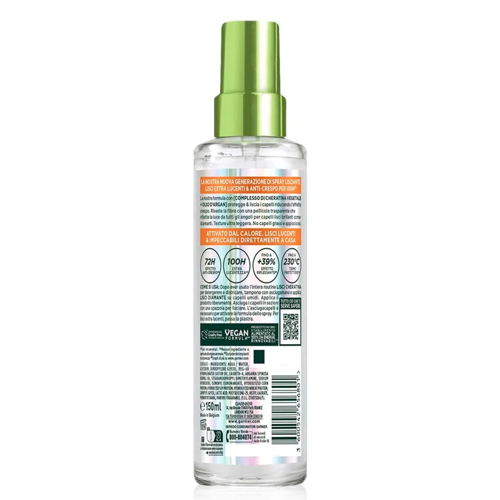 Garnier Fructis Lisci Diamante Spray Lisciante per Capelli Extra Lucenti 100H 150ml + Lisci Impeccabili Siero Termoprotettore e Termoattivato per Capelli Setosi Anti Umidità e Anti Crespo 50ml
