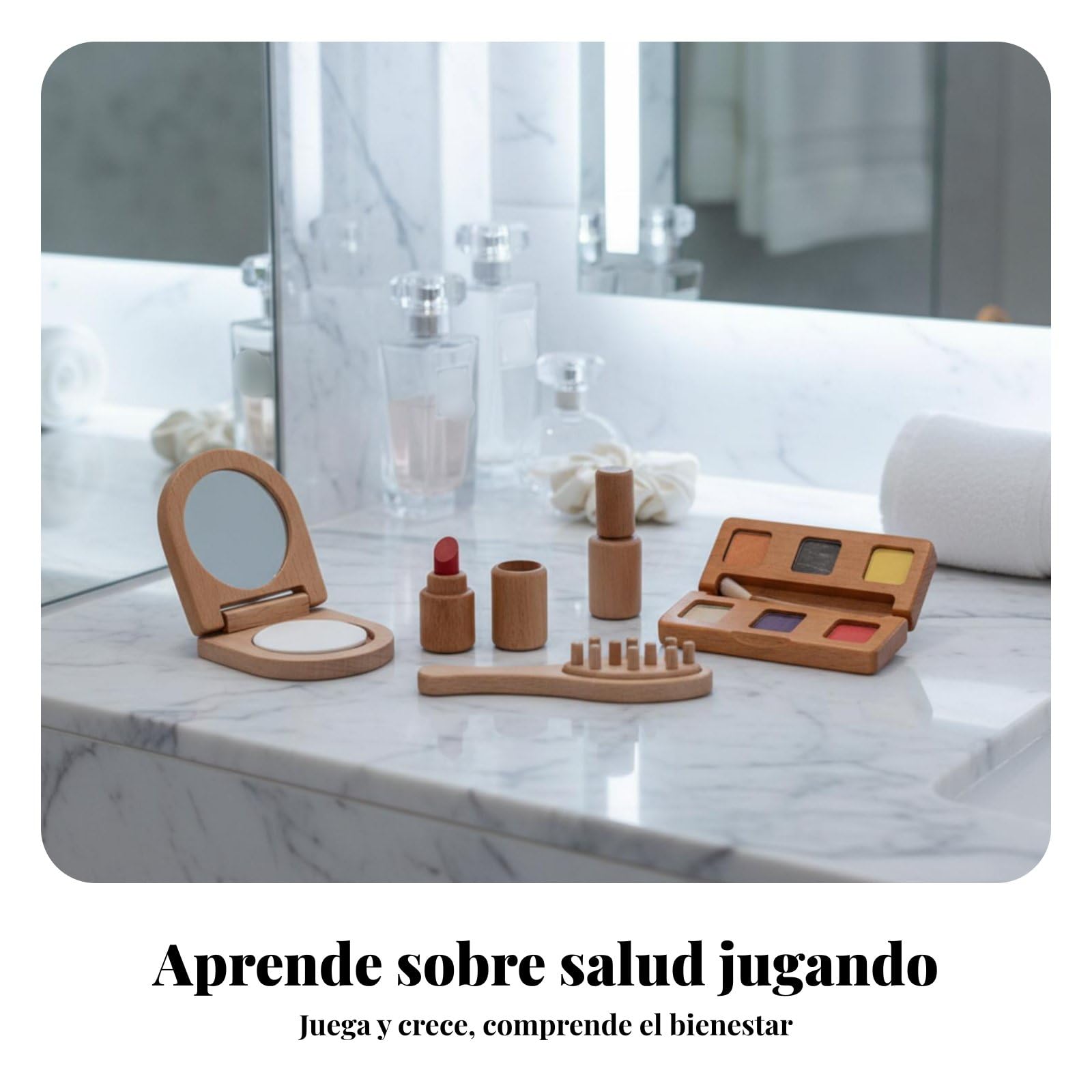 Giocattolo Trucco Bambini Set Trucchi Parrucchiera Valigetta Trucco Piastra Capelli Ombretti Smalto Specchio Custodia Legno Non Trattato Adatto a
