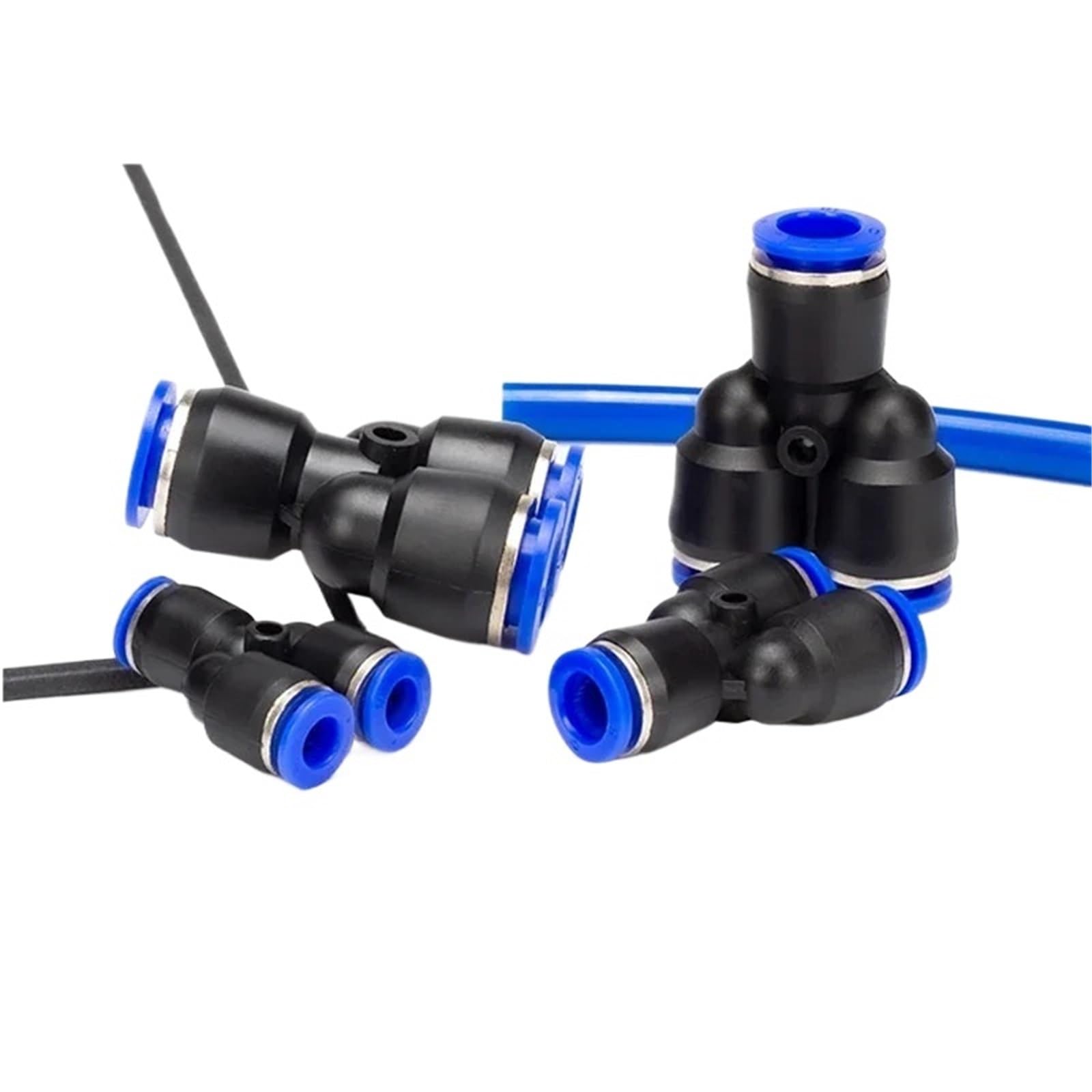Zestaw 100 szt. 50 szt. złączki pneumatyczne, 3-drożne złącze powietrza typu Y do węży 4 mm, 6 mm, 8 mm, 10 mm i 12 mm, złącza szybkozłączek. (PW10-8)