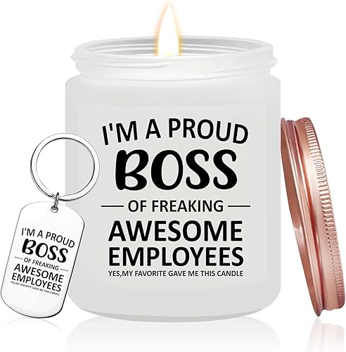 Regalos para el día del jefe para mujeres y hombres, vela con texto en inglés "I'm a Proud Boss", regalo de Navidad para jefe, regalos de cumpleaños