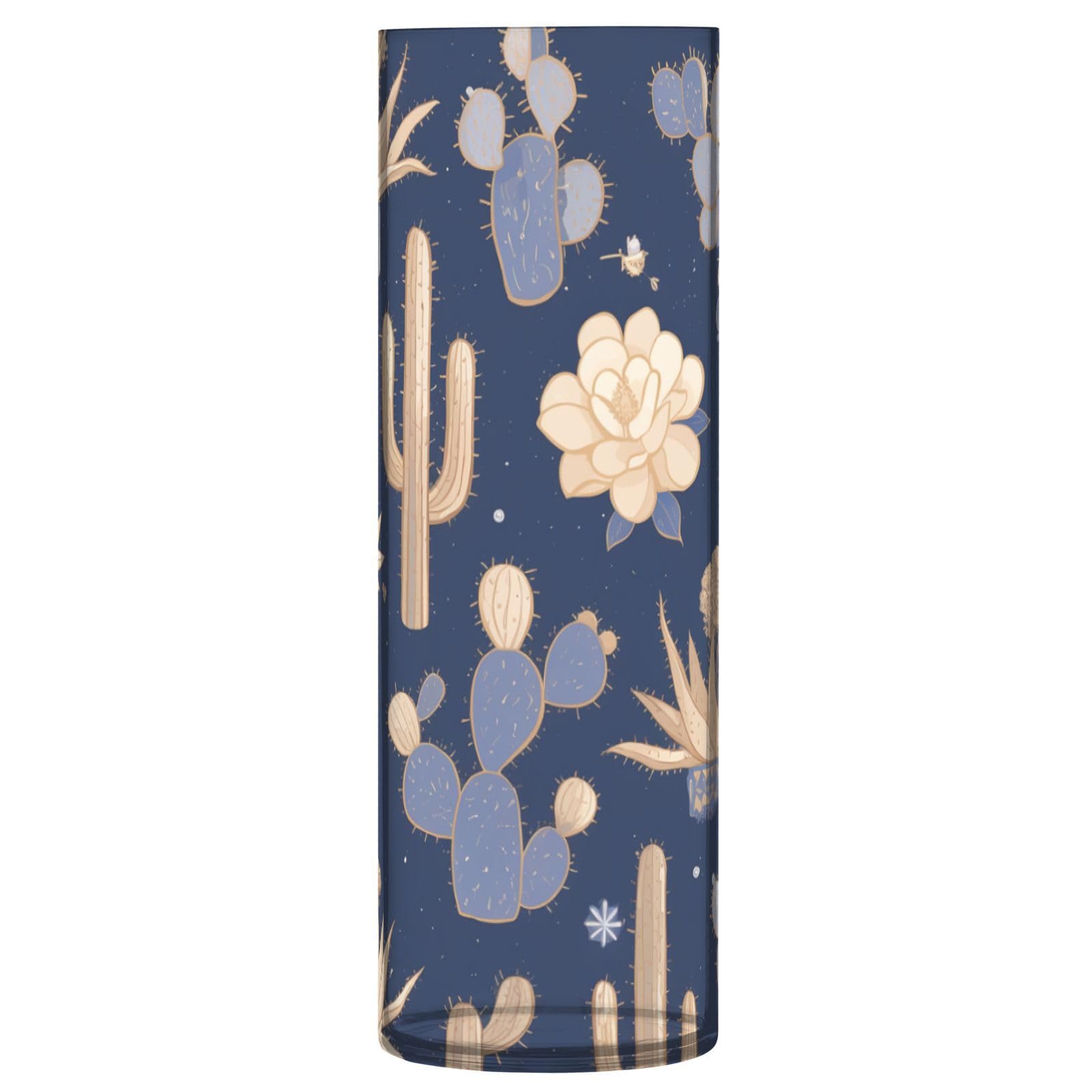 Vase en plastique bleu pour fleurs de cactus, pot haut incassable anti-chute