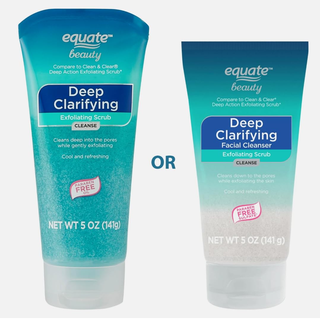 Equate Beauty Deep Clarifying Exfoliating Facial Cleanser, 5 oz, 2-Pack with LeSue Washcloth