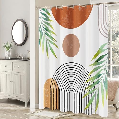 Toengs Boho Shower Curtains For Bathroom Boho Decor Mid Century Modern Spring Shower Curtain - 72" X 72" Bohemian Abstract Botanical Waterproof Colorful Bath Curtain, Brighten Up Your Bathroom #TOP3
