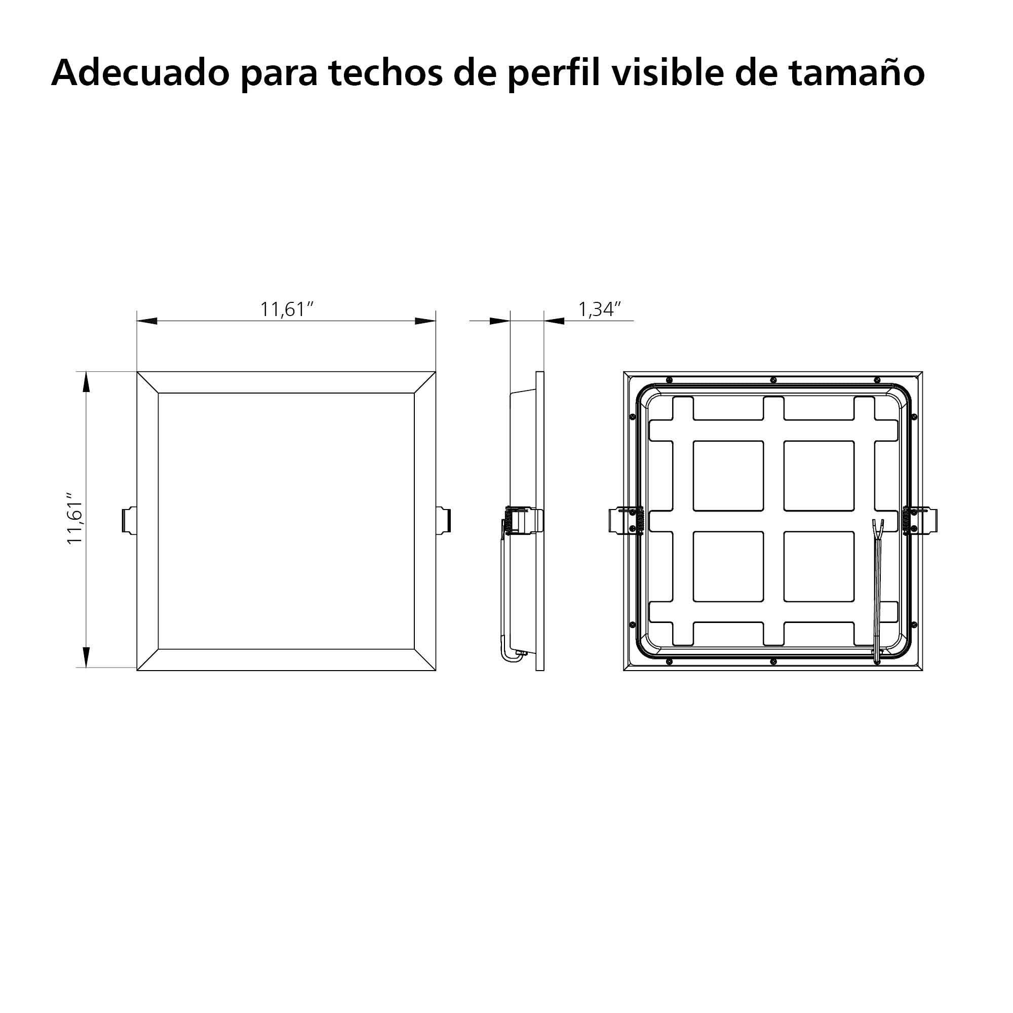 Philips - Panel LED empotrable ProjectLine 15W, Luz blanca natural 4000k, 1200 lm 30x30cm