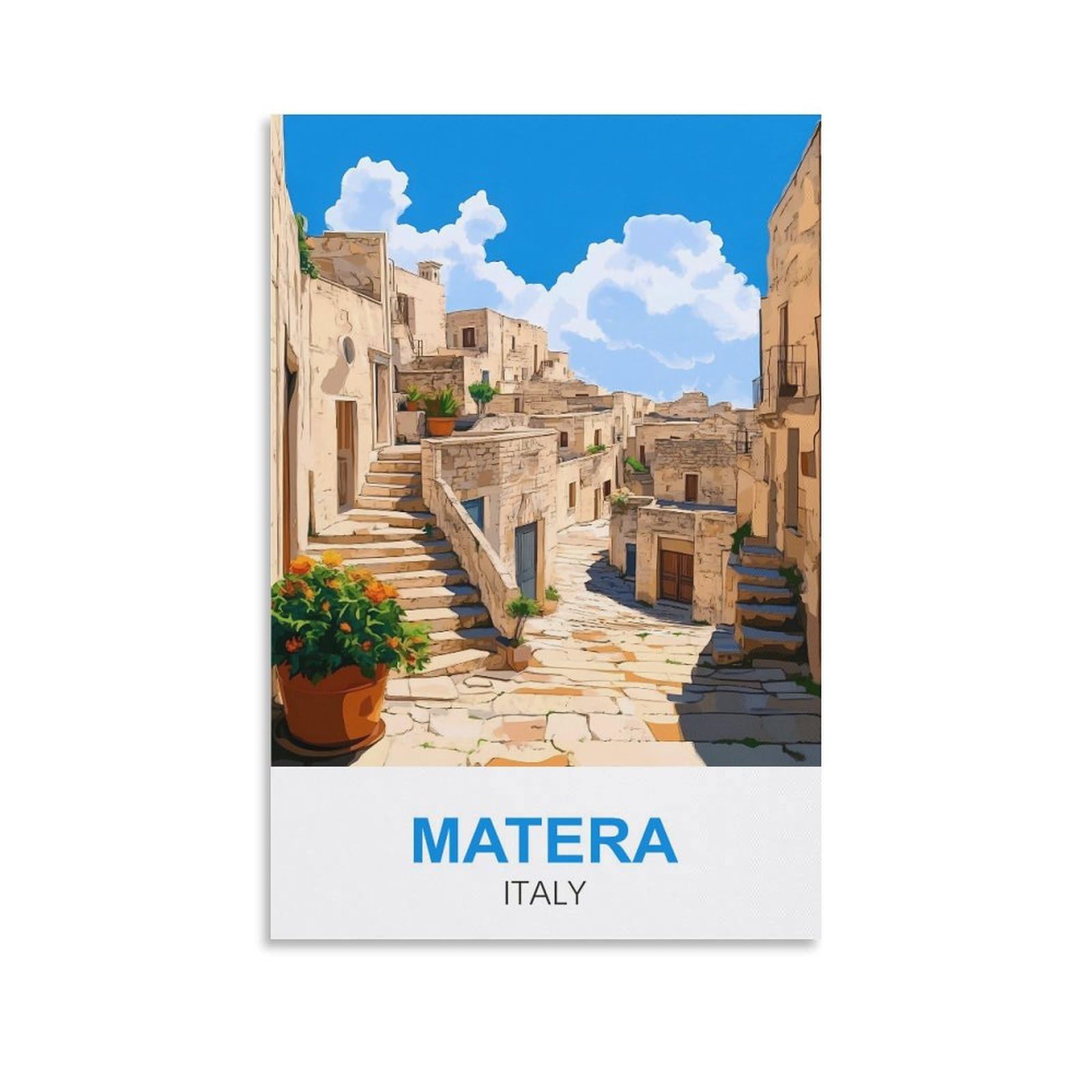 EZMLFA 5D Diamond Painting Kits,Matera Italy,Diamond Painting Kits for Beginners Round Full Drill Painting with Diamonds Gem Art for Home Wall Decor 40x50cm