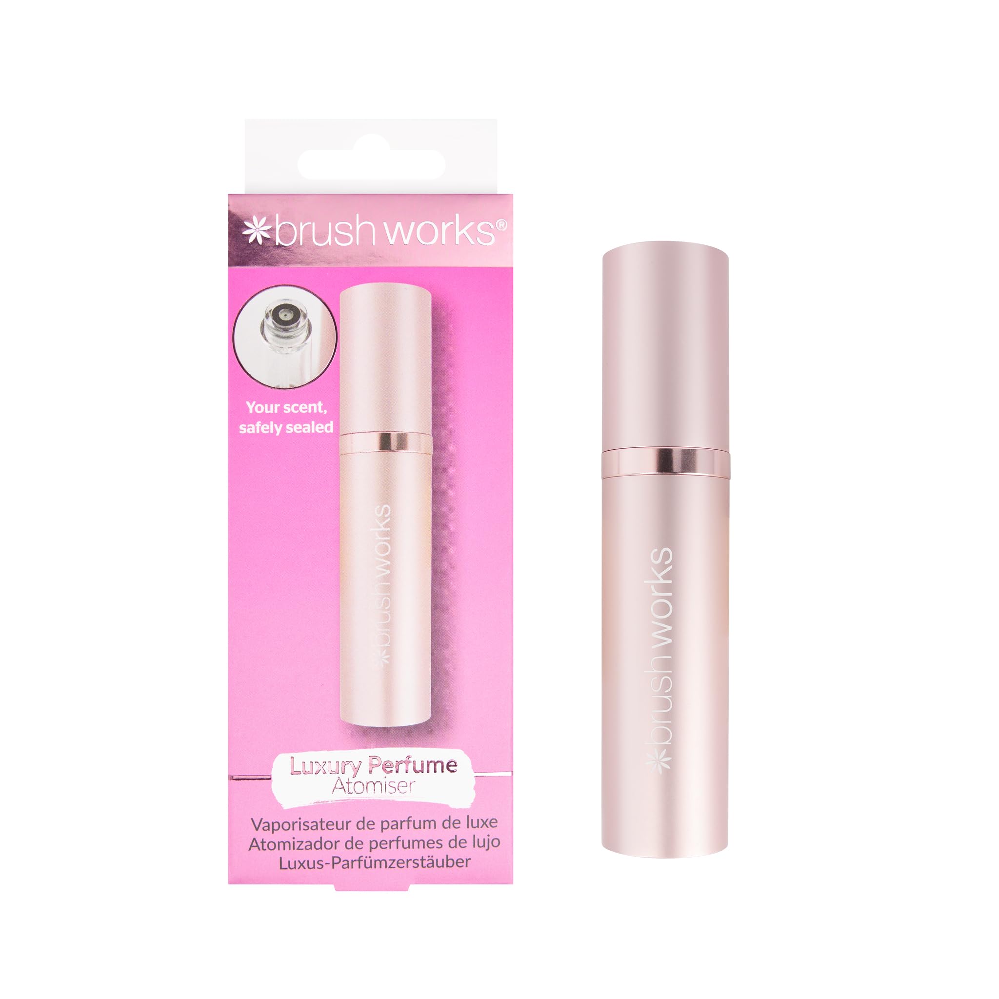 Brushworks Luxury Perfume Atomiser – Refillable 5ml Travel Perfume Spray Bottle for On-the-Go Fragrance – Compact, Lightweight, Vegan & Cruelty-Free