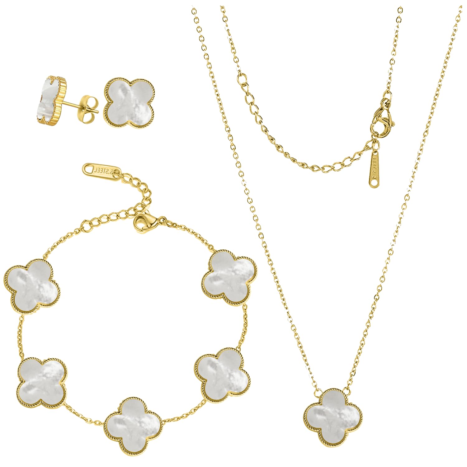 See full amazon price history chart for LaBling Clover Necklace Pendant Earring Bracelet Set | Four Leaf Clover Statement Jewelry Set | Lovely Gift LaBling Clover Necklace Pendant Earring Bracelet Set | Four Leaf Clover Statement Jewelry Set | Lovely Gift (B0D1486RFC) Amazon Price History, Amazon Price Tracker