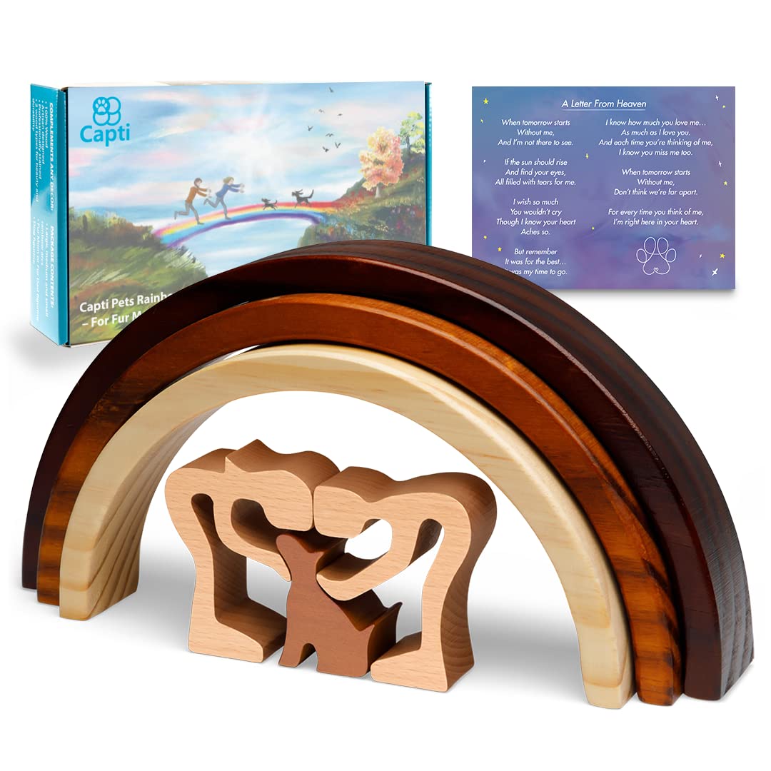 Capti Rainbow Bridge Dog Memorial Gifts, Pet Memorial - I'll Meet You at The Rainbow Bridge - Pet Loss Gifts, Bereavement, Sympathy Keepsake Dog Mom, Dog Dad for Loss of Pet (Dog and Family)