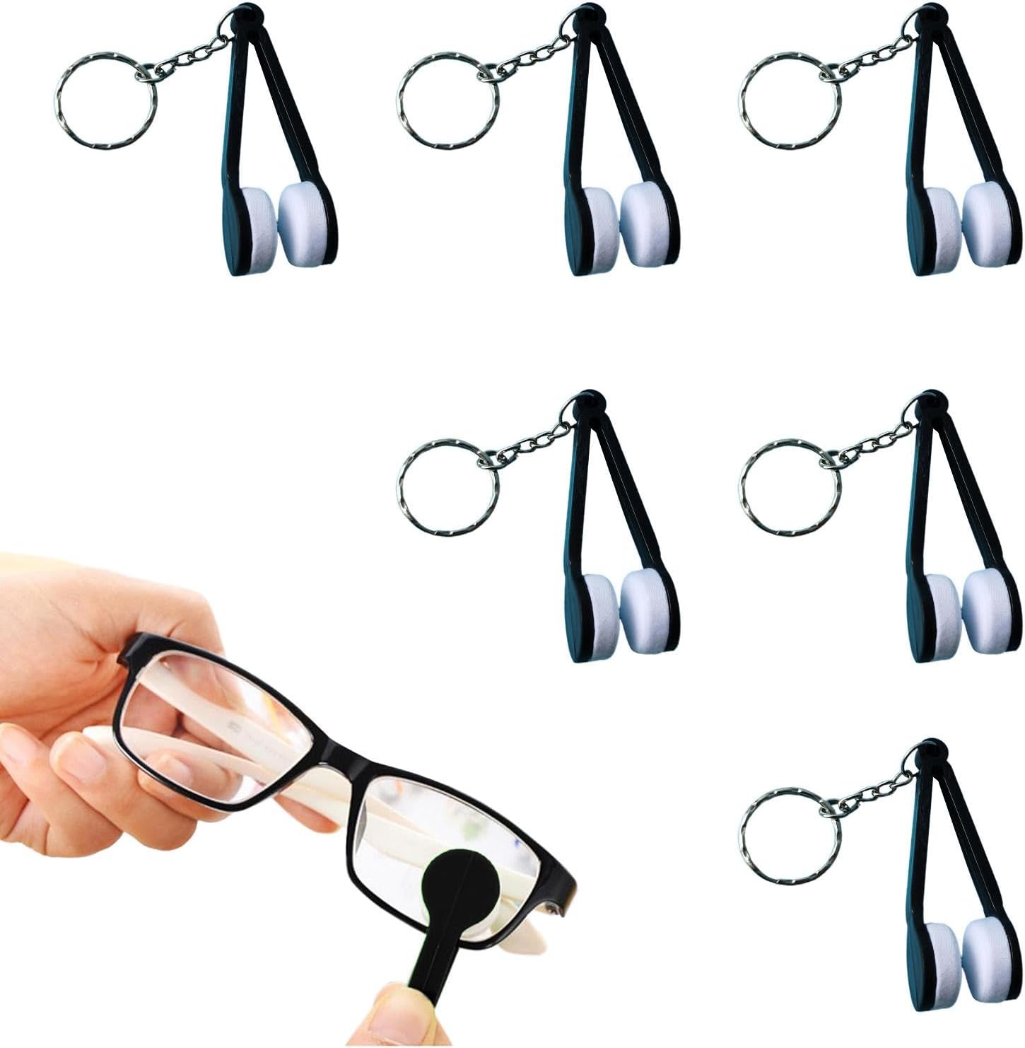 Eyeglass Cleaner Tool, Glasses Cleaning Clip - 6 Fingerprint Erasers with Key Chain - Soft Cleaning Tool for Lens and Cell Phone Northscratch Glass Accessories