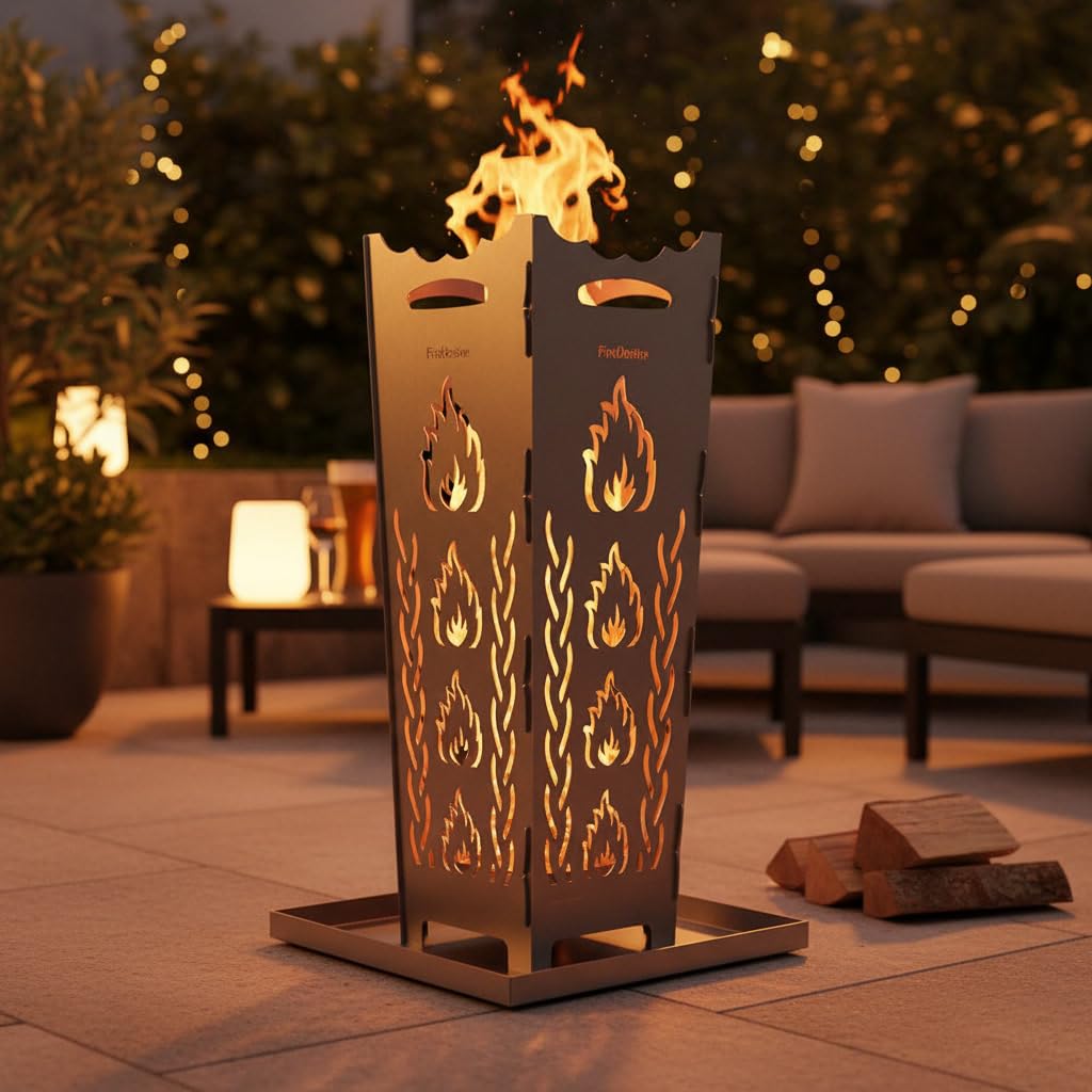 FireDesire Feuerkorb 80 cm mit massiver Grillplatte und Ascheschale, Feuerschale mit Grillplatte für Garten und Terrasse, Made in Germany
