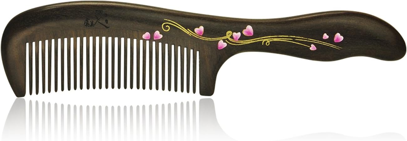 Yumary Natural Hair Comb Large Long Handle Comb Fine Tooth Wooden Comb Traditional Lacquer Art Wooden Comb Gift Box Packaging