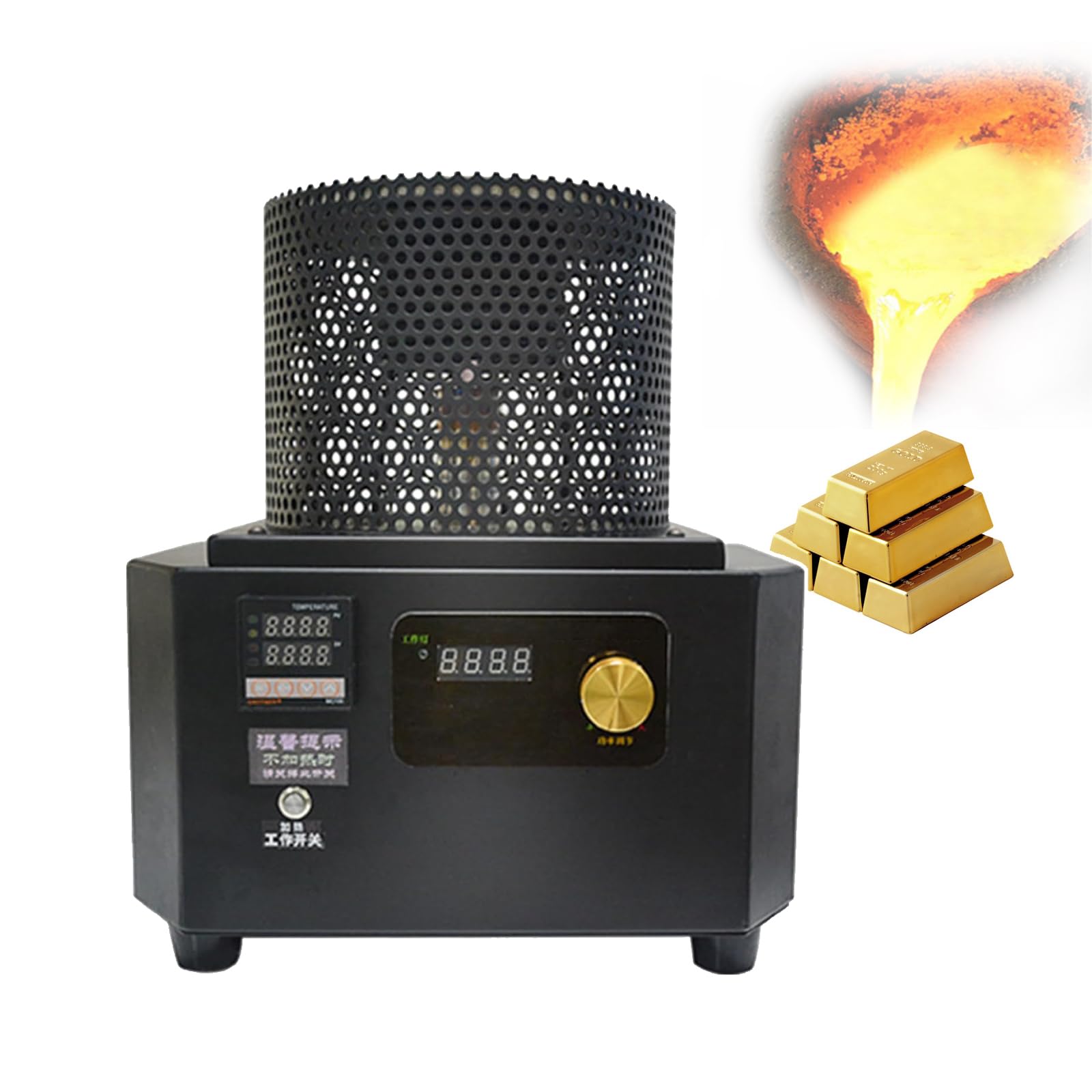 Forno a induzione ad Alta Temperatura 1200/1600°C per Oro, Forno per Fusione dell'oro, 1kg/2kg/3kg, Adatto per Oro, Argento e Alluminio (3KG)