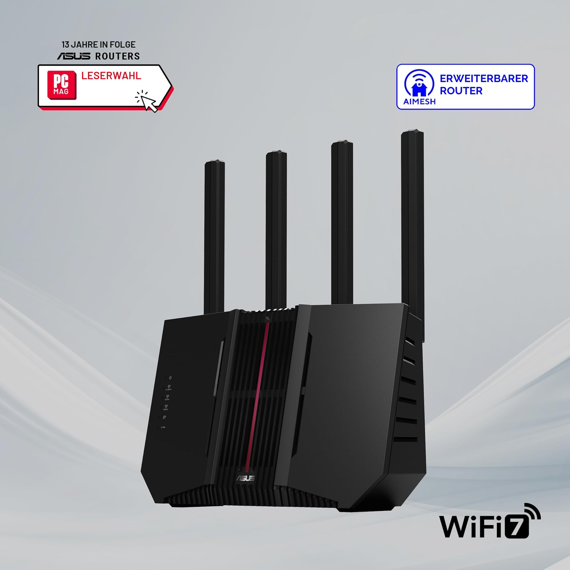 ASUS RT-BE92U BE9700 Tri-Band WiFi 7 Router (unterstützt 320MHz & 4096-QAM, Multi-Link-Betrieb (MLO), AI WAN-Erkennung, AiMesh-Unterstützung, abonnementfreie Netzwerksicherheit, VPN, Smart Home)