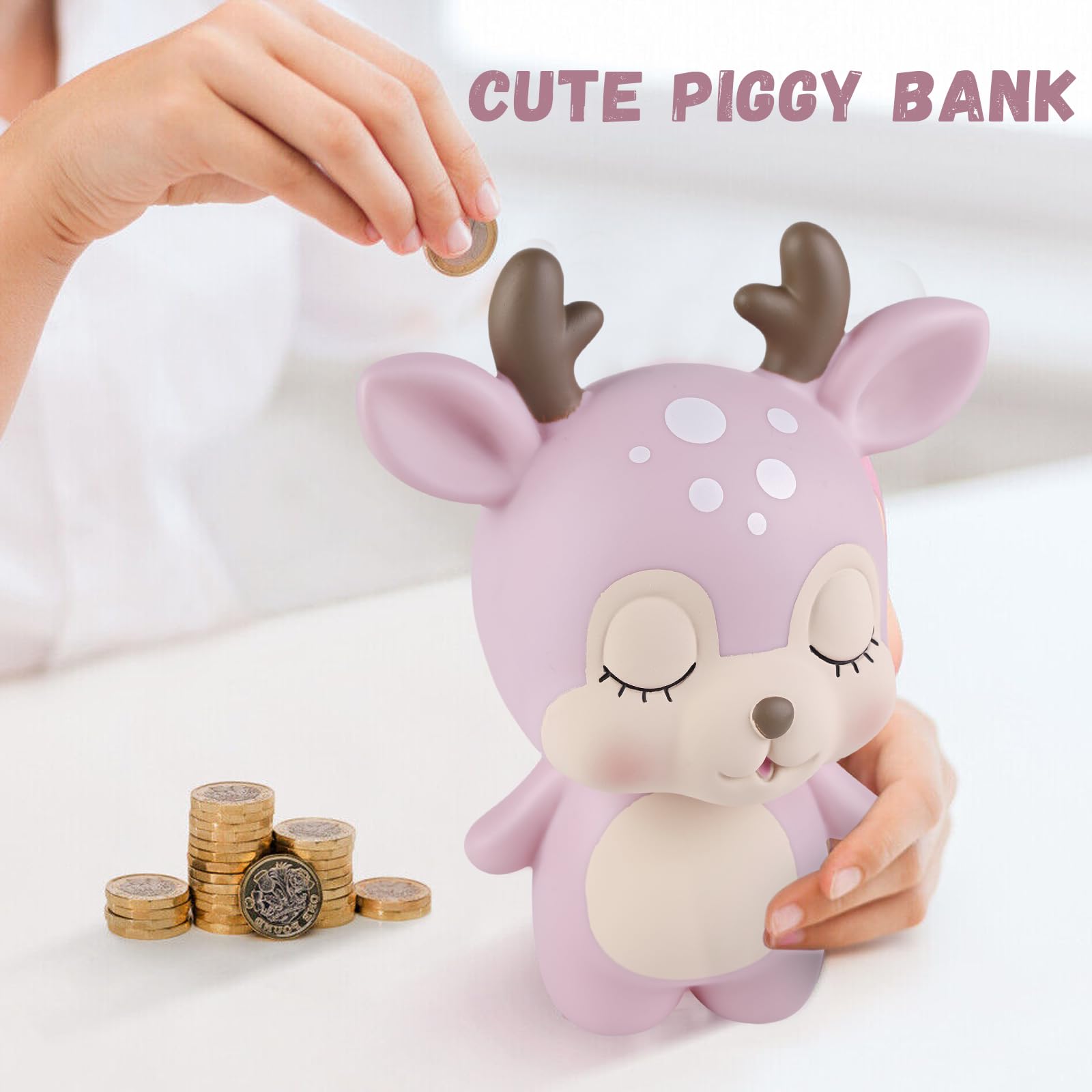 Salvadanaio A Forma Di Cervo In Vinile | Per Bambini | Decorazione Camera | Regalo Divertente - Foto 7