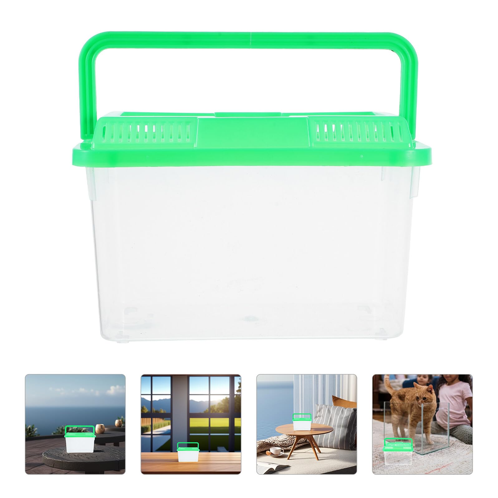 Générique Transporteur Portable pour Tortues et Poissons avec Poignée, Aquarium en Abs Transparent, Facile à Nettoyer Transporter pour Animaux de Compagnie