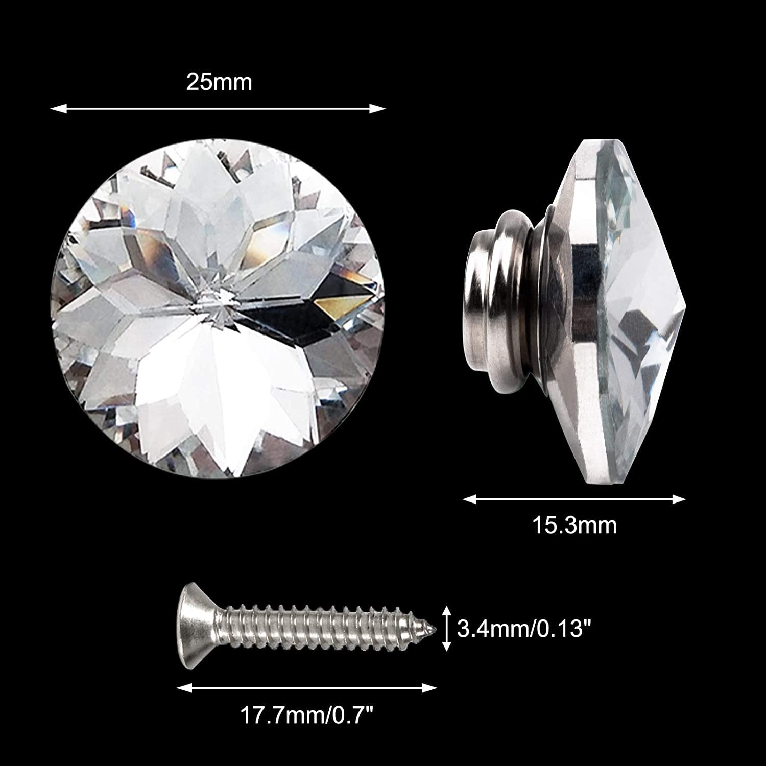 Niewidoczne zatrzaski guziki do szycia, kryształowy guzik, 50 szt. 25 mm jasne diamentowe guziki świecące guziki okrągłe ozdobne guziki Bling Snap Design Kryształowe guziki do szycia (Redbud)