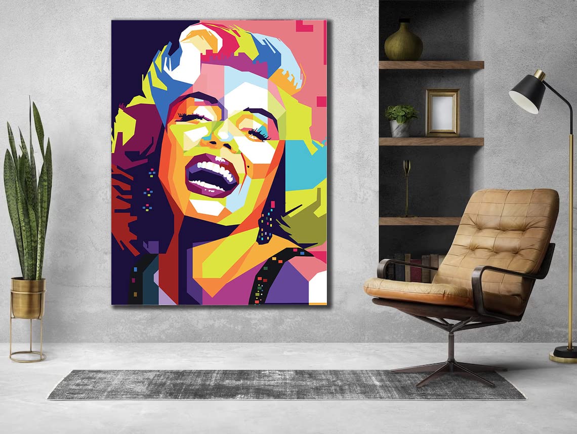 VERRE ART Printed Framed Canvas Painting for Home Decor Office Wall Studio Wall Living Room Decoration (45x60inch Wrapped) - Pop Marilyn Monroe