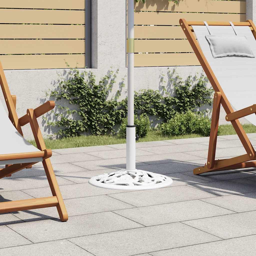 Supporto per ombrellone bianco, 12 kg, in ghisa, per asta da 35, 38, 48 mm, adattatore e fissaggio per balcone, terrazza, giardino, stabile in caso di vento