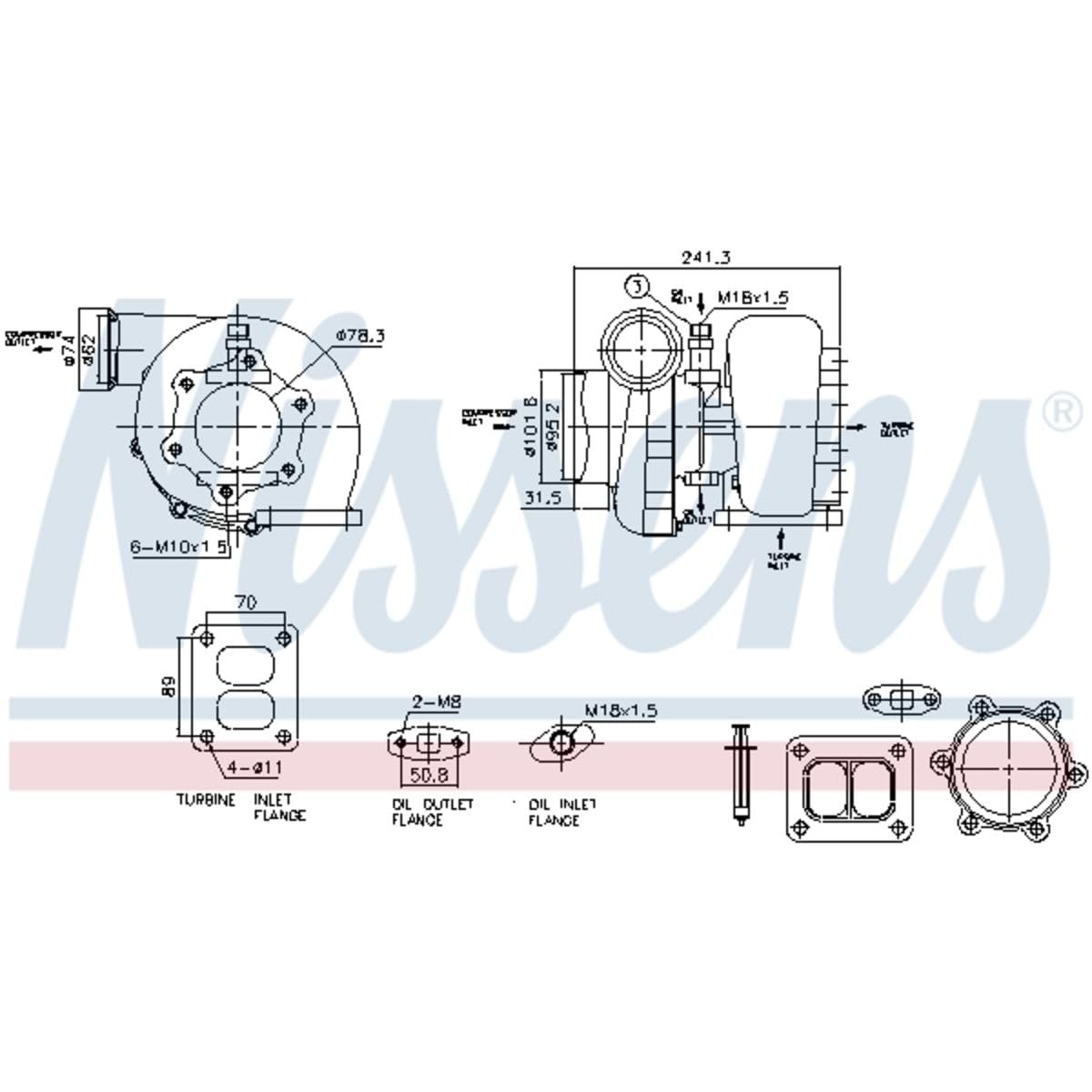 NISSENS Turbina Turbocompressore a gas scarico Compatibilità con MAN TGA 93598