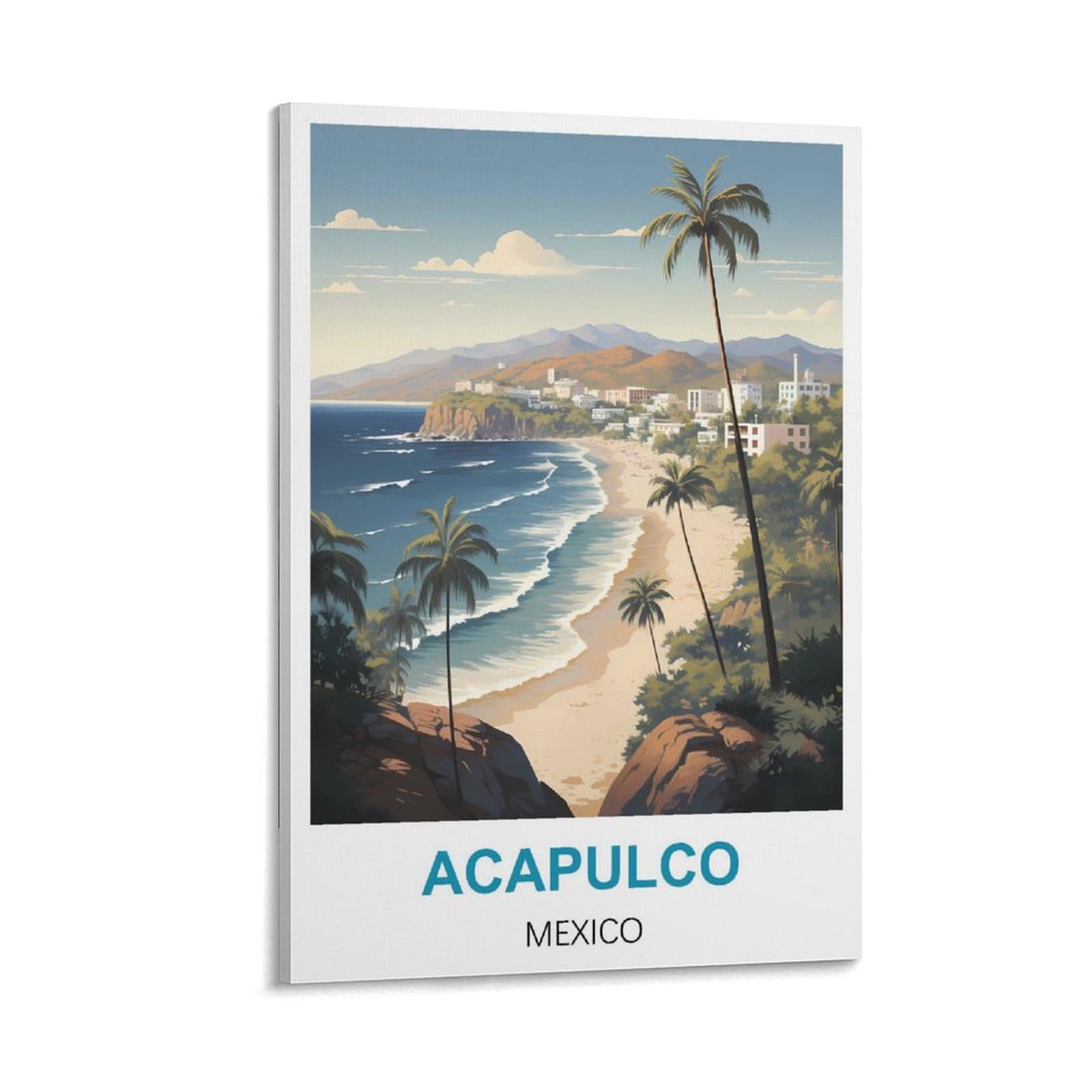 Hsayyiii Frame-Style Acapulco Mexico Vintage Travel Poster 08X12inch(20X30cm) Canvas Art Poster And Wall Art Picture Print Bedroom Decor