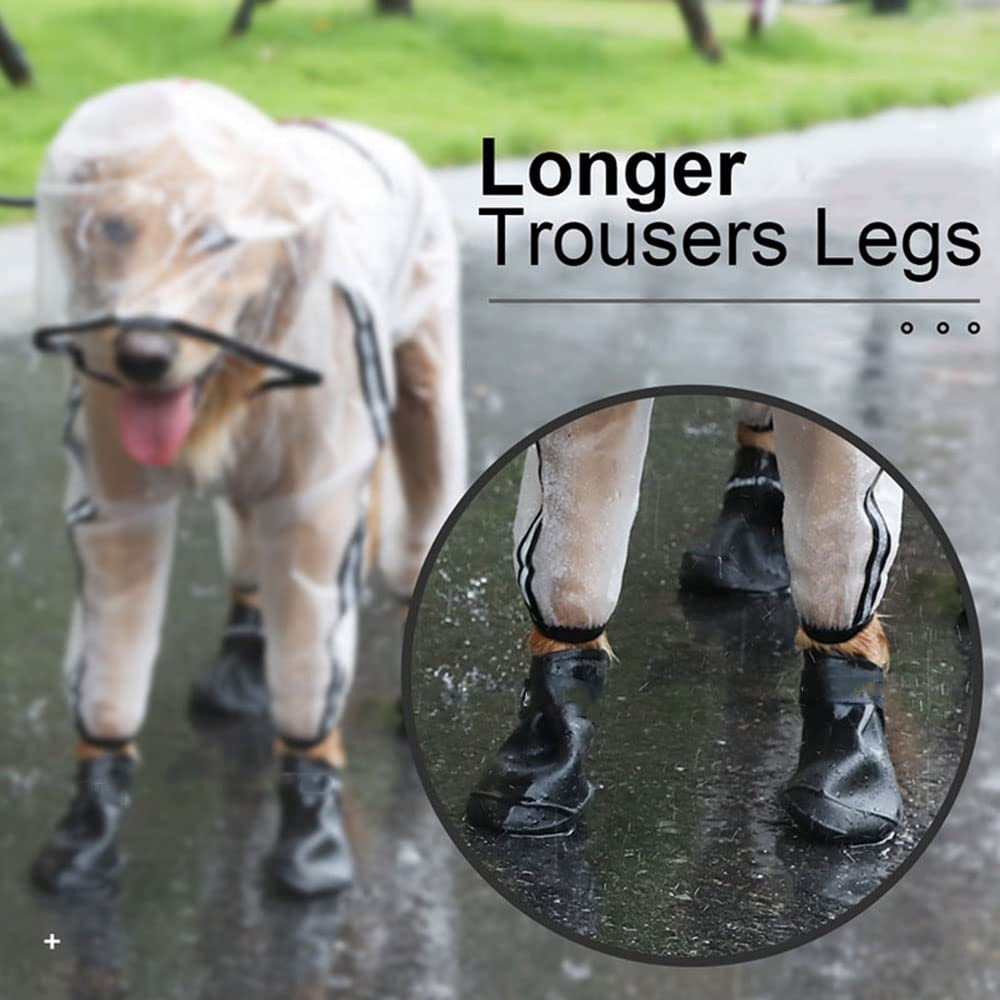 Impermeable para Perros, Impermeable for Mascotas, Cachorro de Cuatro Patas, con Capucha, Transparente, Impermeable, Ropa for Perros Grandes, for Animales(3XL)
