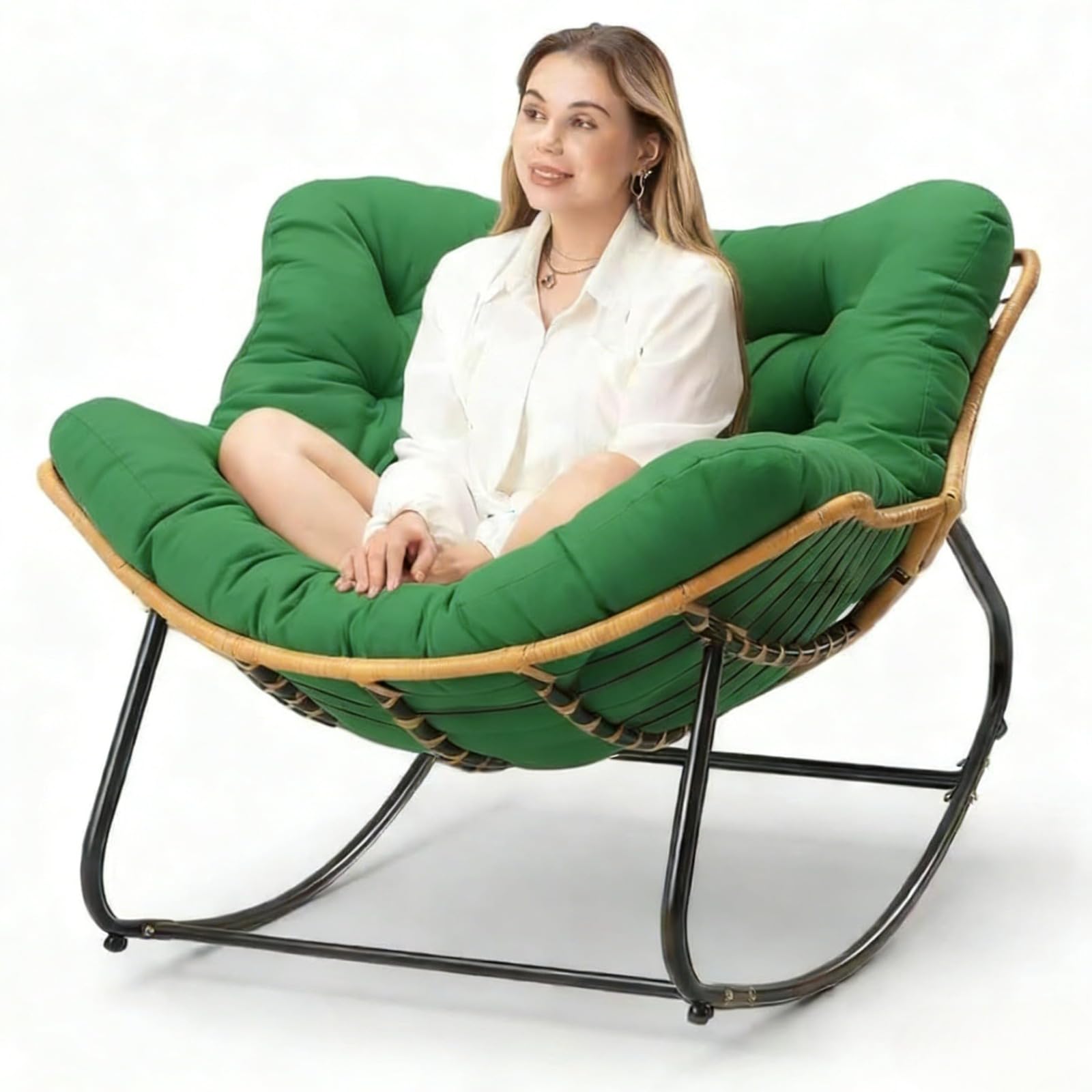 Outdoor Egg Rocking Chairs for Adults, Oversized, with Thick Cushion