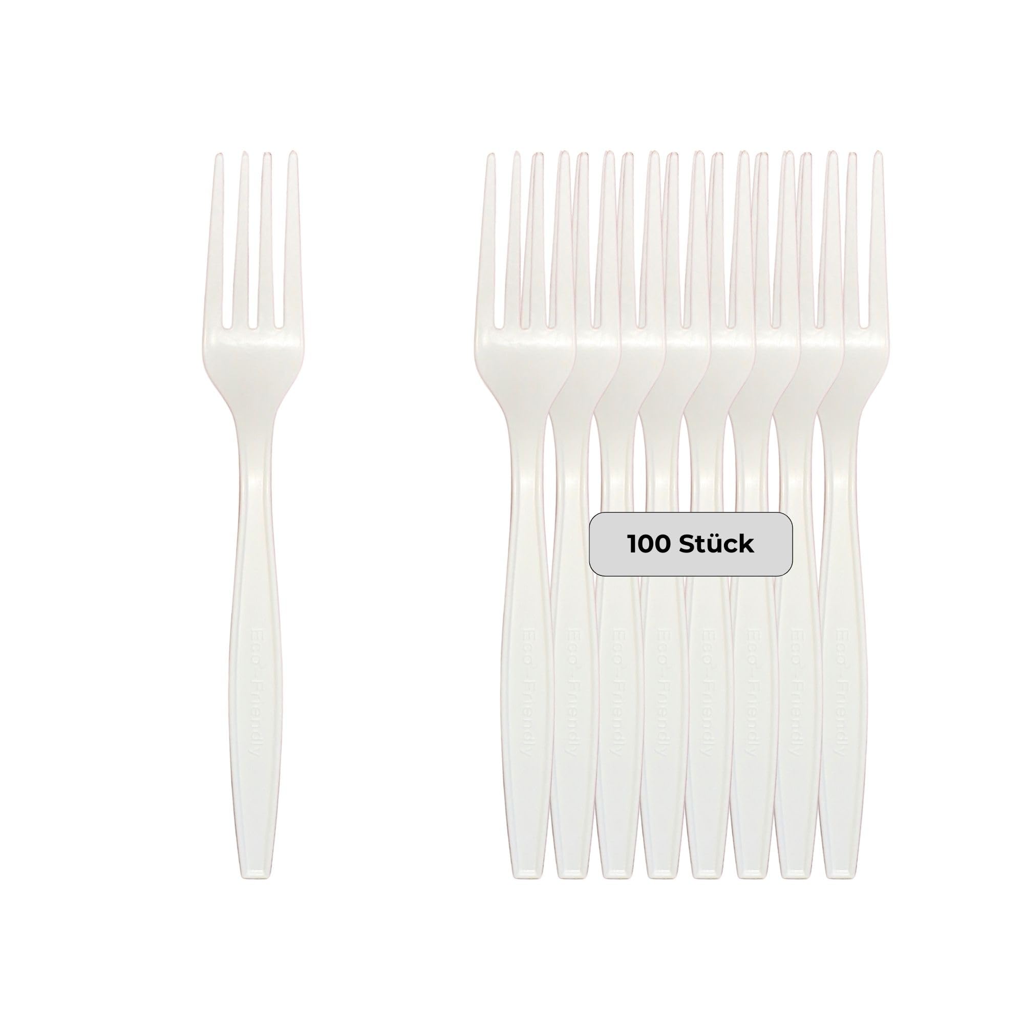 Lot de 100 fourchettes réutilisables, respectueuses de l'environnement et durables, 18 cm