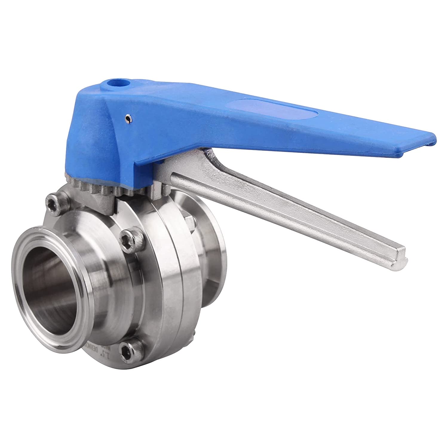 Osmond Vanne papillon avec gâchette bleue en acier inoxydable 304 Tri-Clamp (3,8 cm Tri Clamp Vanne papillon 3,8 cm)