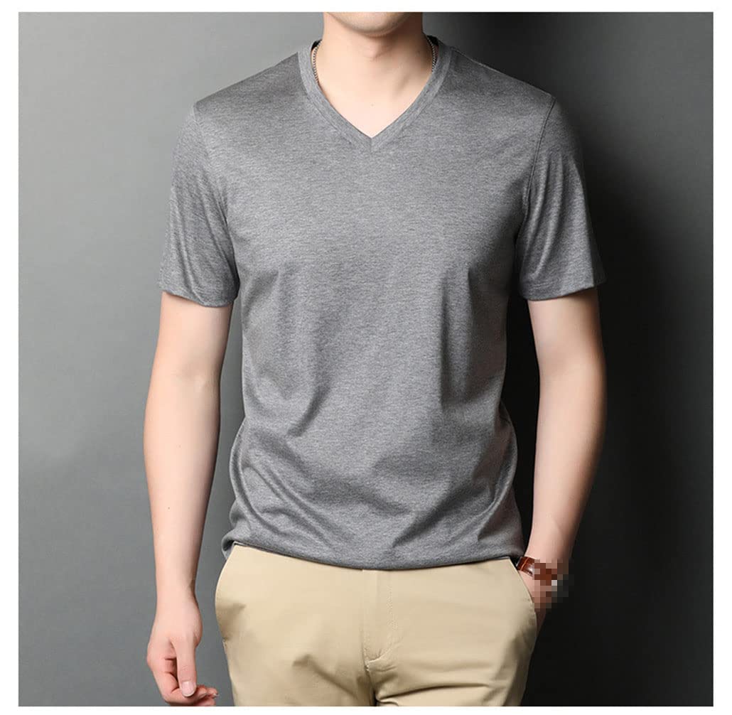 Sommer Herren Seide T-Shirts Luxus Kurzarm Einfarbig Rundhals Herren T-Shirts Einfach Casual Man Tees Tops