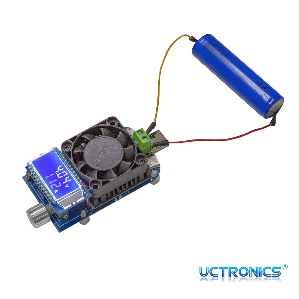 UCTRONICS USB Load Tester connected to a battery for discharge testing