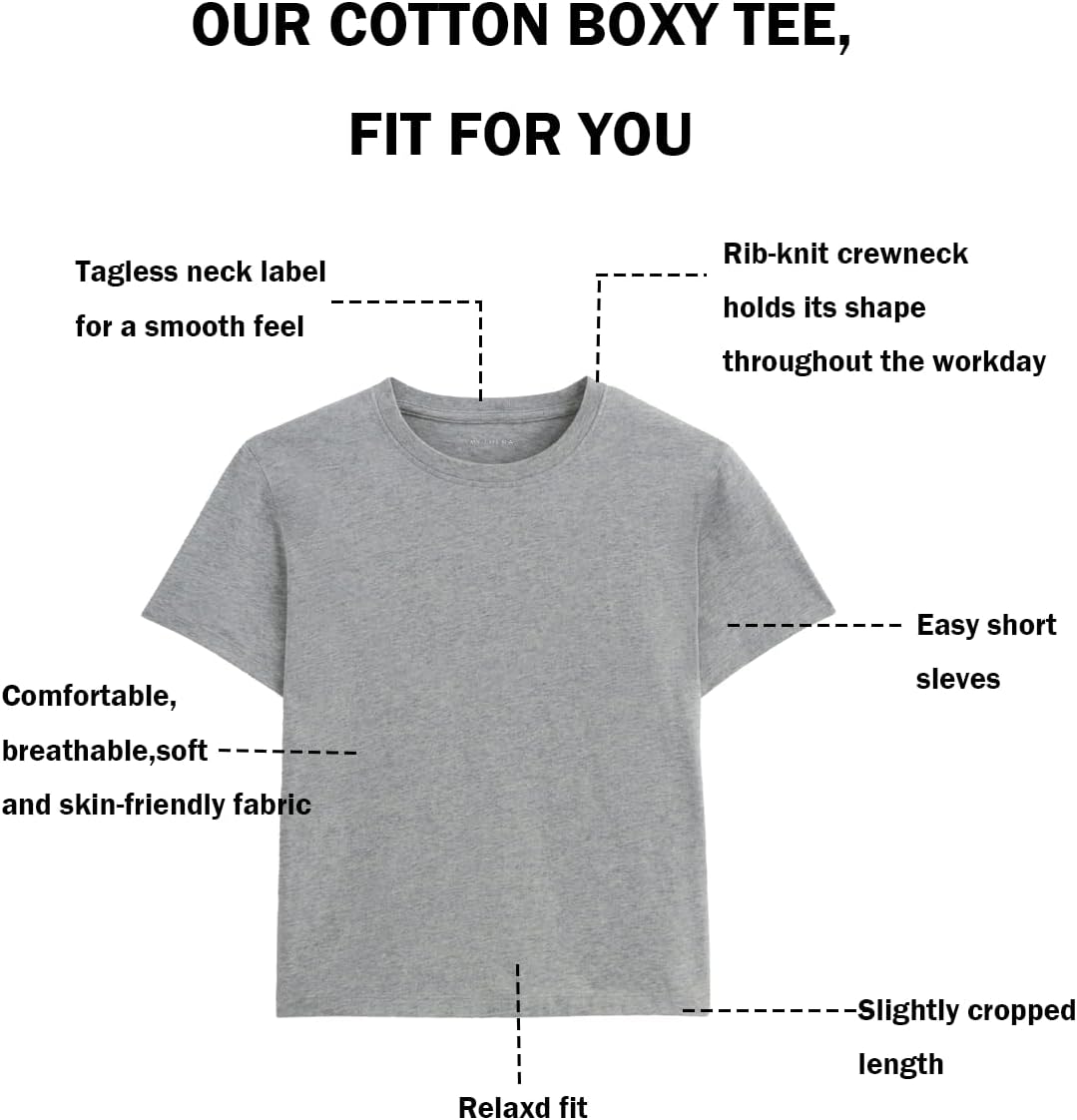 MetHera Women's 100% Cotton Crew Neck T-Shirt - Soft Relaxed Fit Box Cut Casual Tee - Image 4