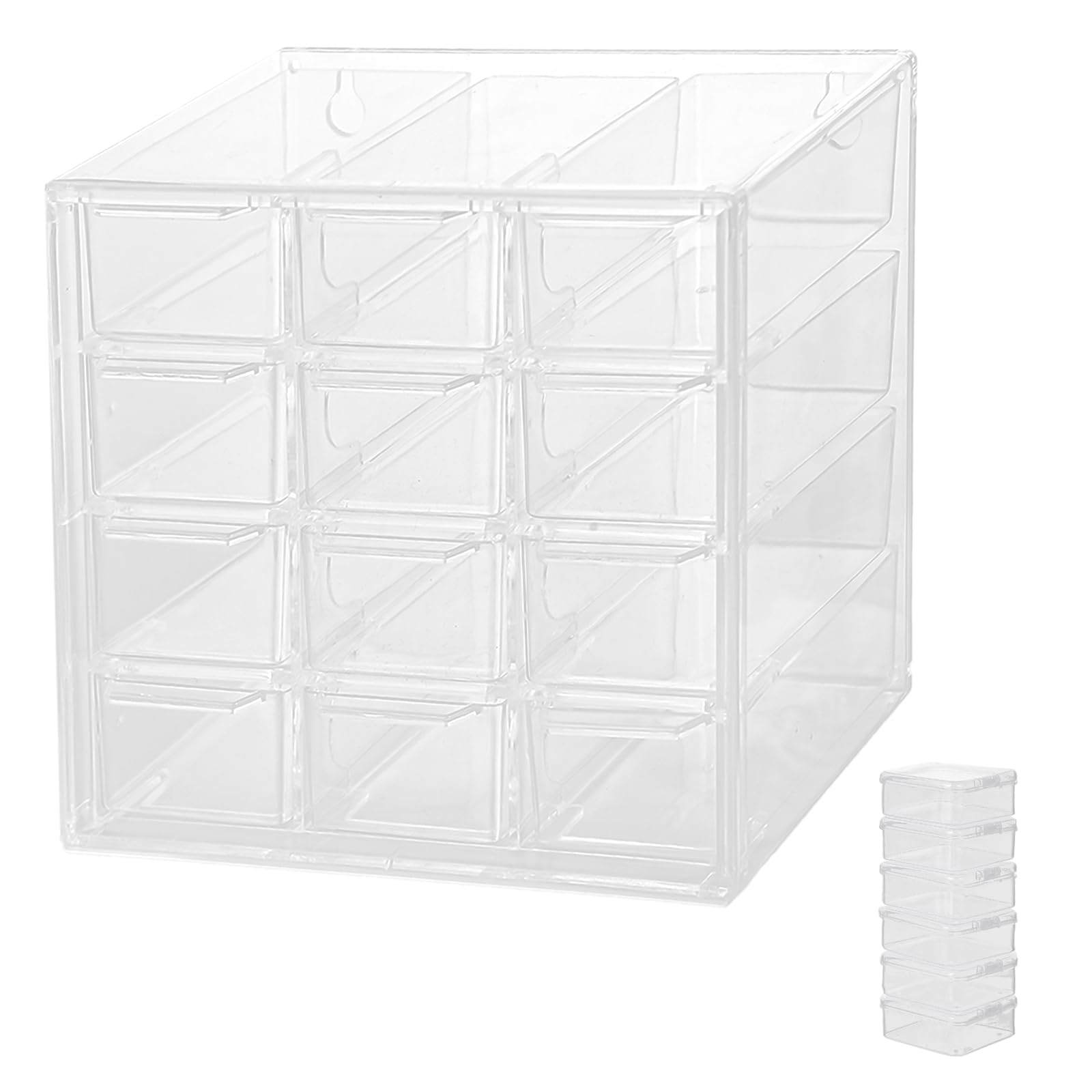 Stackable Drawer Box - Craft Box Storage with 12 Drawers - Desktop Drawer Organiser - Storage Box Plastic Drawers for Accessories, Office, Sewing, Craft Supplies, Cosmetics, Jewellery, Stationery
