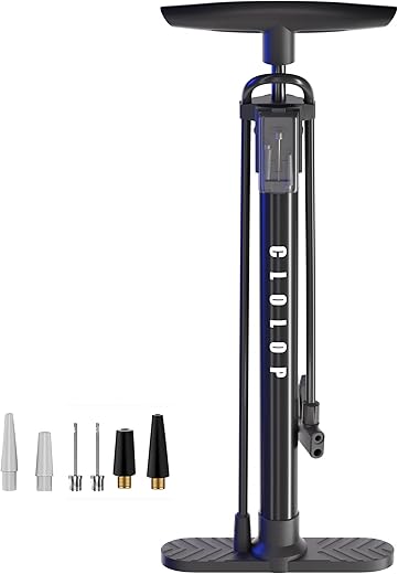 CLOLOP Bike Floor Pump with Pressure Gauge, Bicycle Pump High Pressure 160 PSI Bicycle Pump with Air Ball Pump, Fits Schrader and Presta Valve
