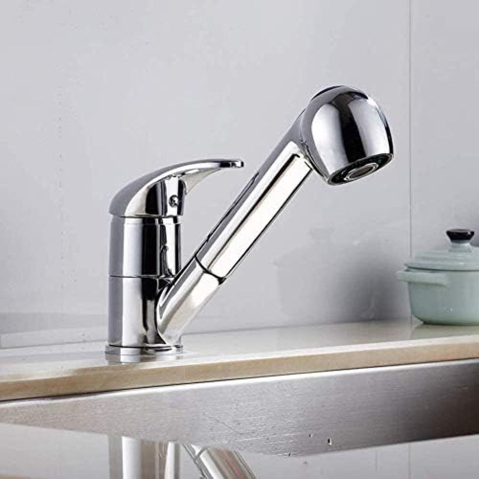 Grifos de Cocina Grifo de Cocina Grifo de Cocina extraíble Giratorio de 360 Grados Ahorro de Agua Grifo de Lavabo Negro Pulido Contenedor de latón Lavabo Fregadero Inodoro