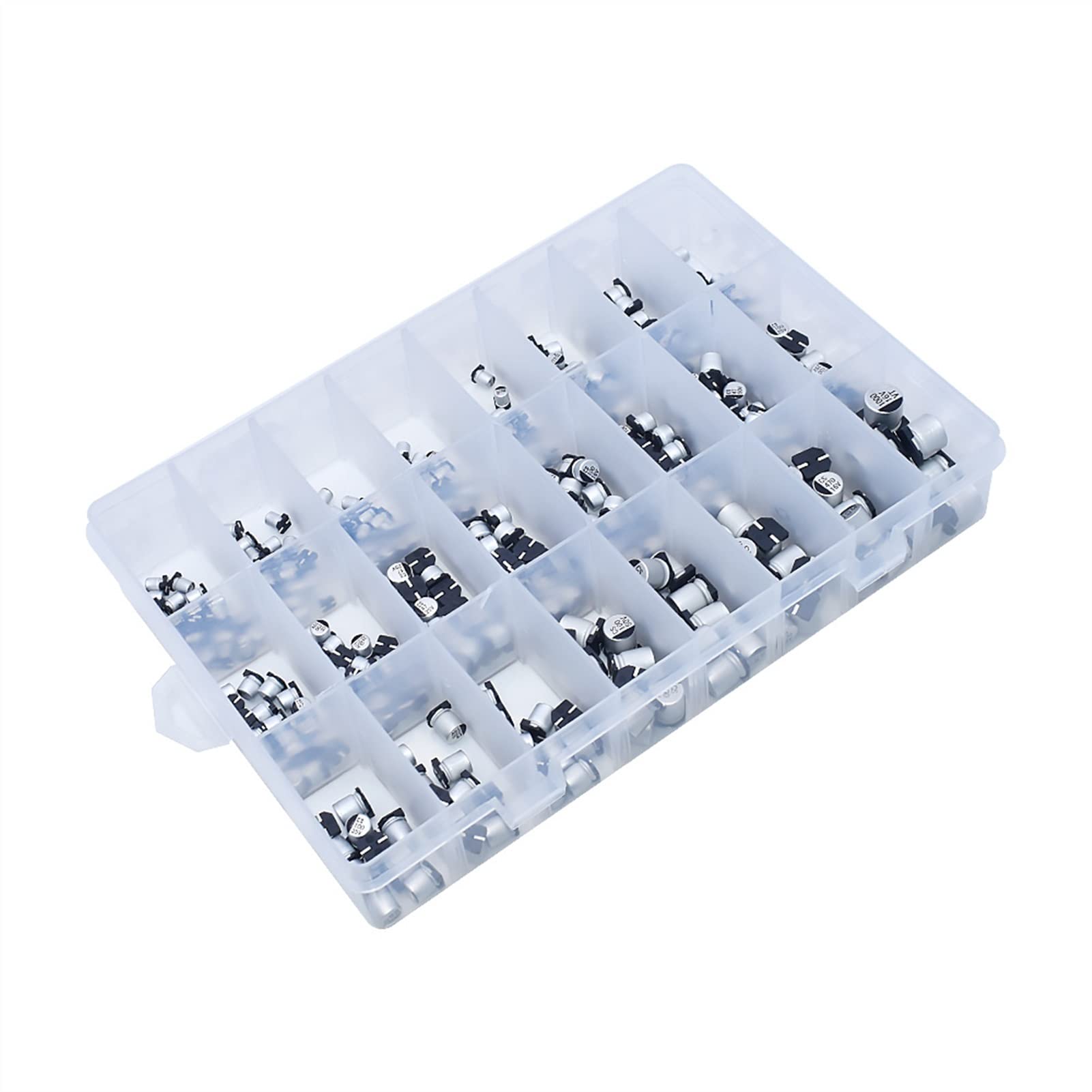 Condensadores 1UF~1000UF 6.3V-50V 400Pcs 24Value SMD Kit de surtido de condensadores electrolíticos de aluminio + caja