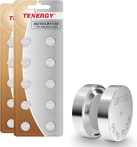 Miniatura 7 de Tenergy AG10 Baterías de botón de celda AG10, batería AG10 de 1.5 V para relojes, calculadoras, láseres y más, 40 unidades (paquete de 4)
