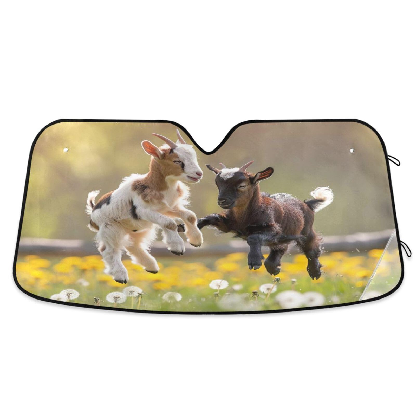 GOODOLD Playful Goats Pattern Windshield Sun Shade for Cars, Trucks, SUVs - UV Rays Defense, Folding Front Auto Sunshade, Vehicle Interior Cooler (