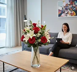 Hauskraft Vaso Decorativo Cilíndrico de Vidro, Incolor, 20cm, 850ml, para Flores e Decoração