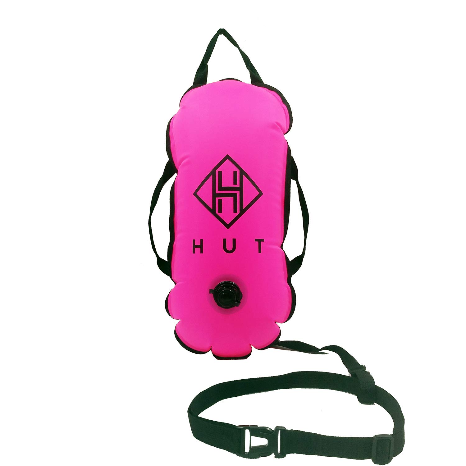HUT Swim Buoy Open Water Swim Float - Premium Swim Tow Float for Open Water Swimmers, Wild Swimming, Triathletes. Suitable for Adults and Children. Be seen be Safe (Pink)