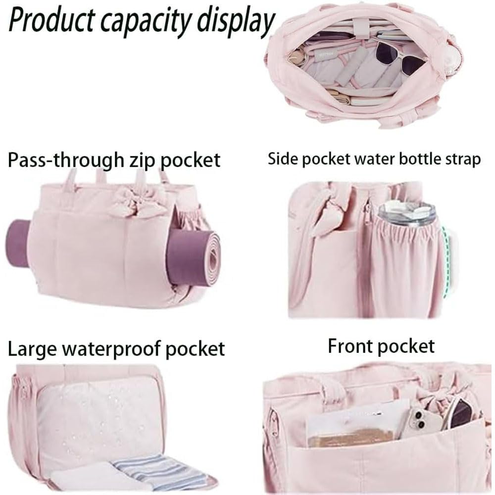 Bolso Tote con Lazo para Mujer, Ligero, Plegable, para el Trabajo y Viajes.Bolsos Tote Modernos con Lazos para Uso Diario, Trabajo, Gimnasio, Compras.