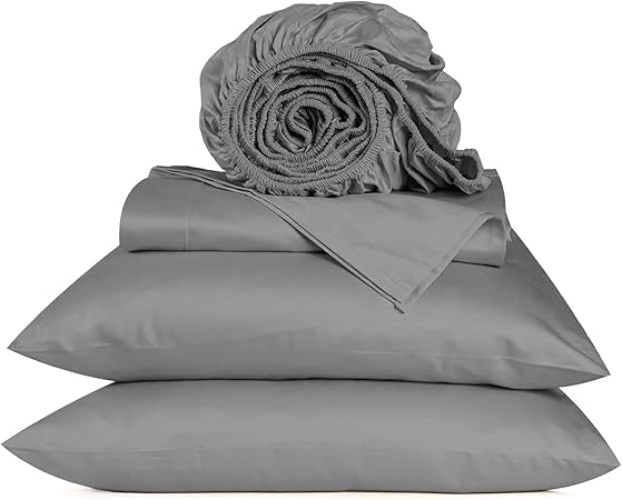URBANHUT 800 Thread Count Egyptian Cotton Sheets King Size, Long Staple Soft & Breathable, 4 Pc Bed Sheet for King Size Bedding, Sateen Weave Luxury Hotel Bed Sheets Fits 16" Deep Pocket - Dark Grey