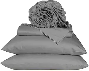 URBANHUT 800 Thread Count Egyptian Cotton Sheets King Size, Long Staple Soft & Breathable, 4 Pc Bed Sheet for King Size Bedding, Sateen Weave Luxury Hotel Bed Sheets Fits 16" Deep Pocket - Dark Grey