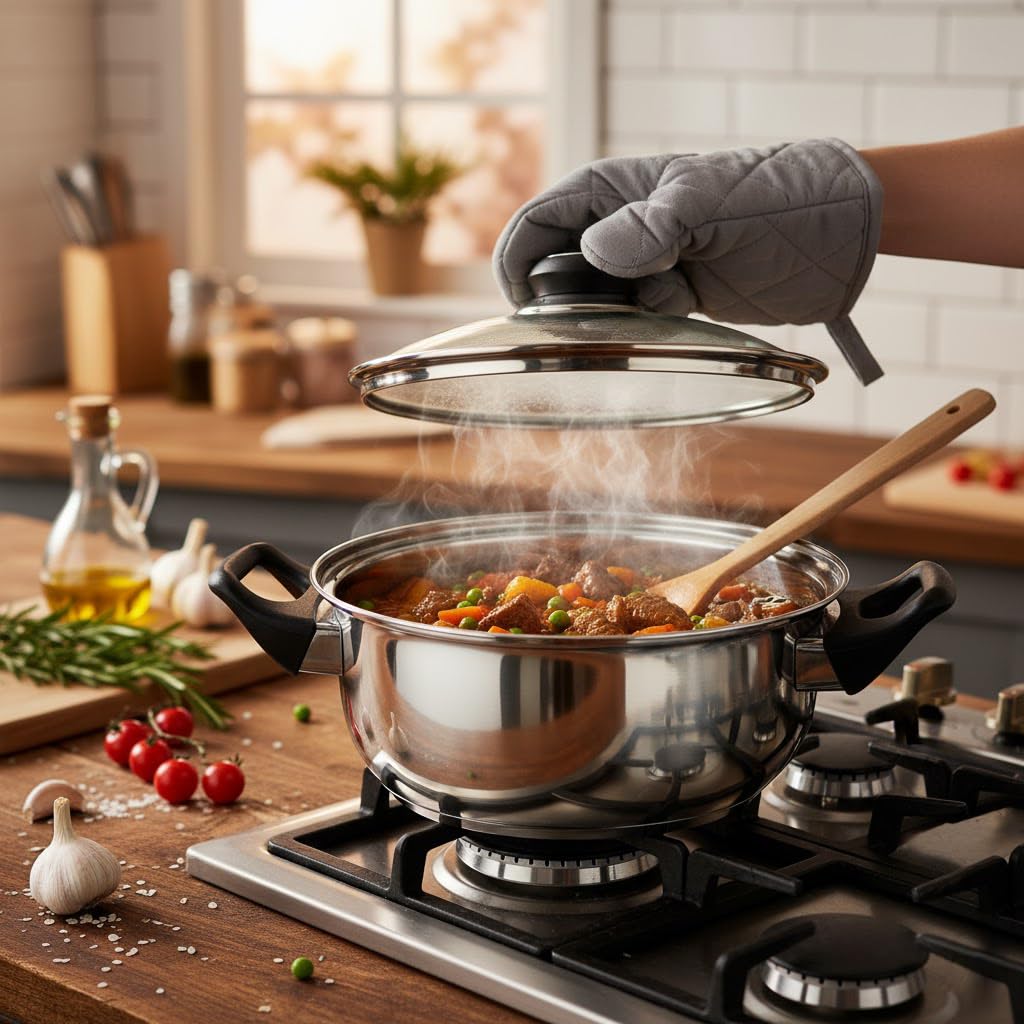 Quttin | Batería de Cocina de 12 Piezas de Acero Inoxidable Apta para Inducción, Gas y Vitrocerámica - Juego de 4 Ollas, 1 Cazo y 1 Sartén con Tapas de Cristal, Perfecta para Todas las Cocinas