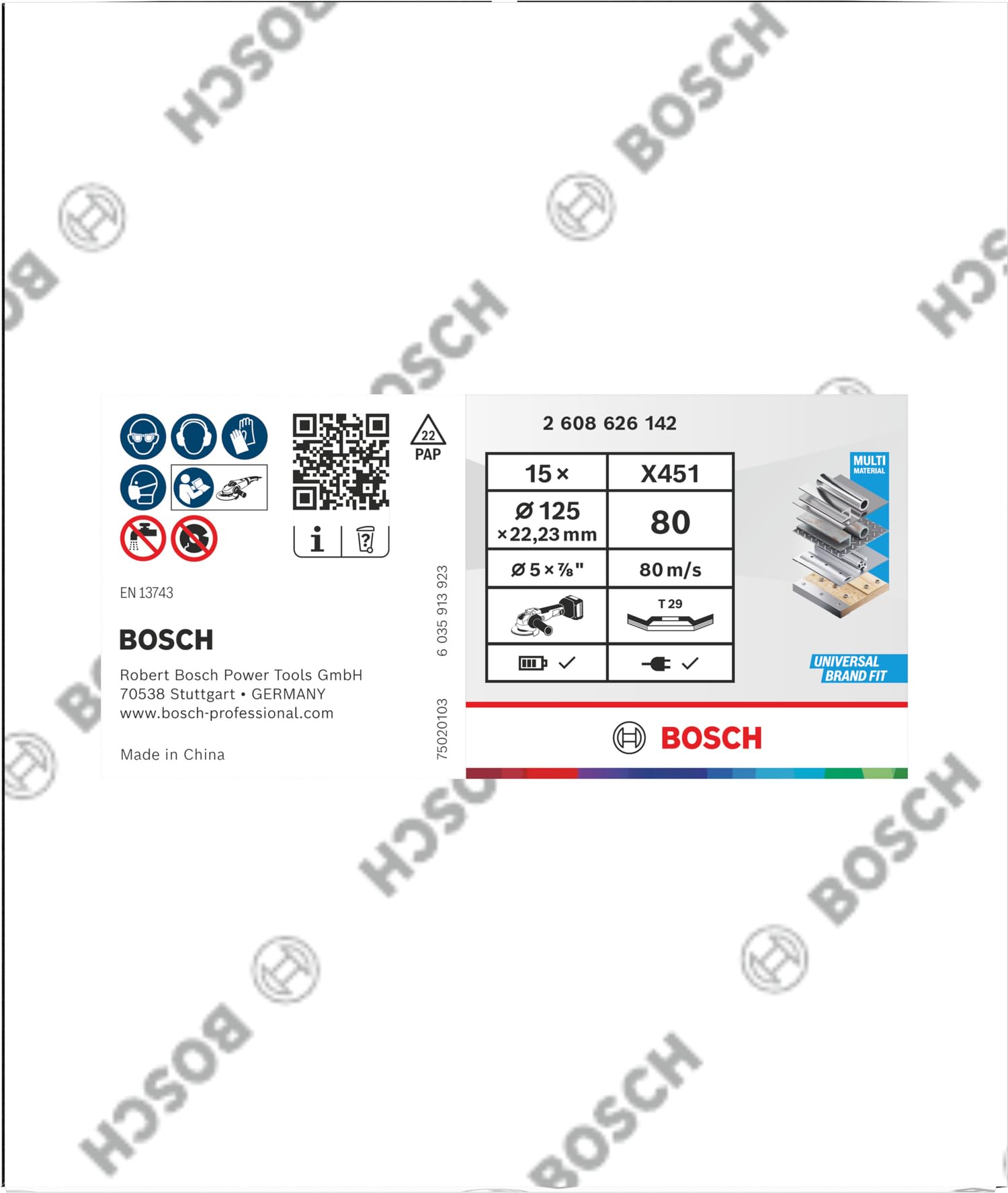 Bosch 15x Disco lamellare X451, G80, G120 (per Acciaio, Alluminio, Ø 125 mm, Grano 80, Professional Accessorio Smerigliatrice angolare piccola)