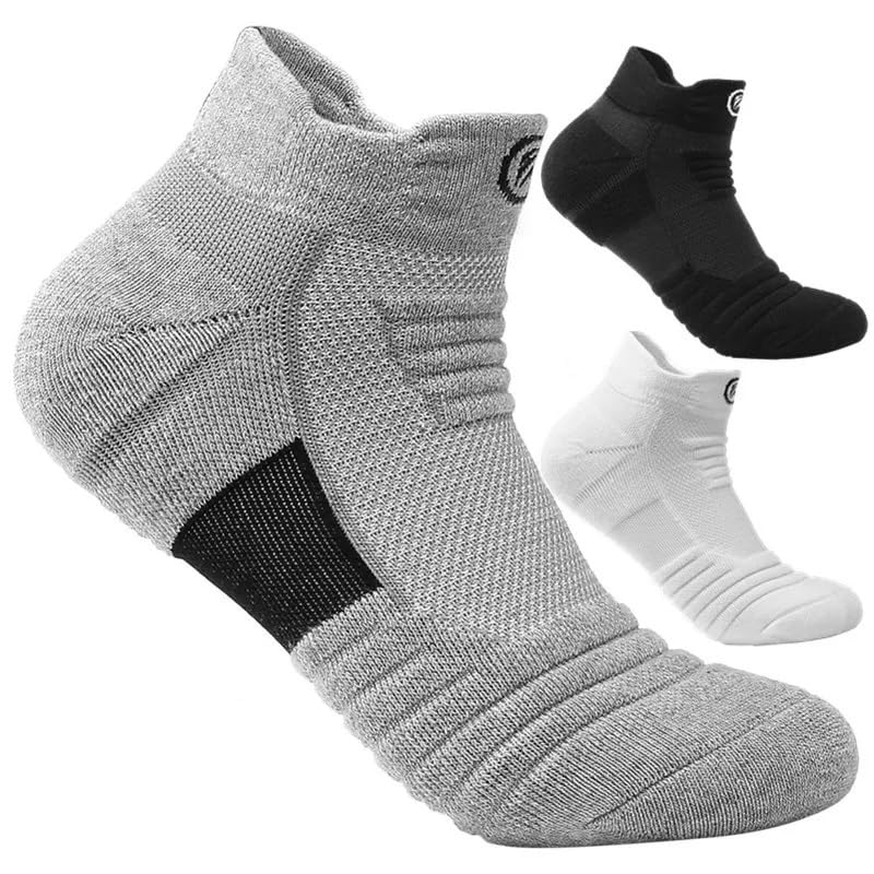 Image of Ankle Athletic Socks, 3 Pairs Anti-slip Cushioned Breathable Sports Socks for Men&Woman