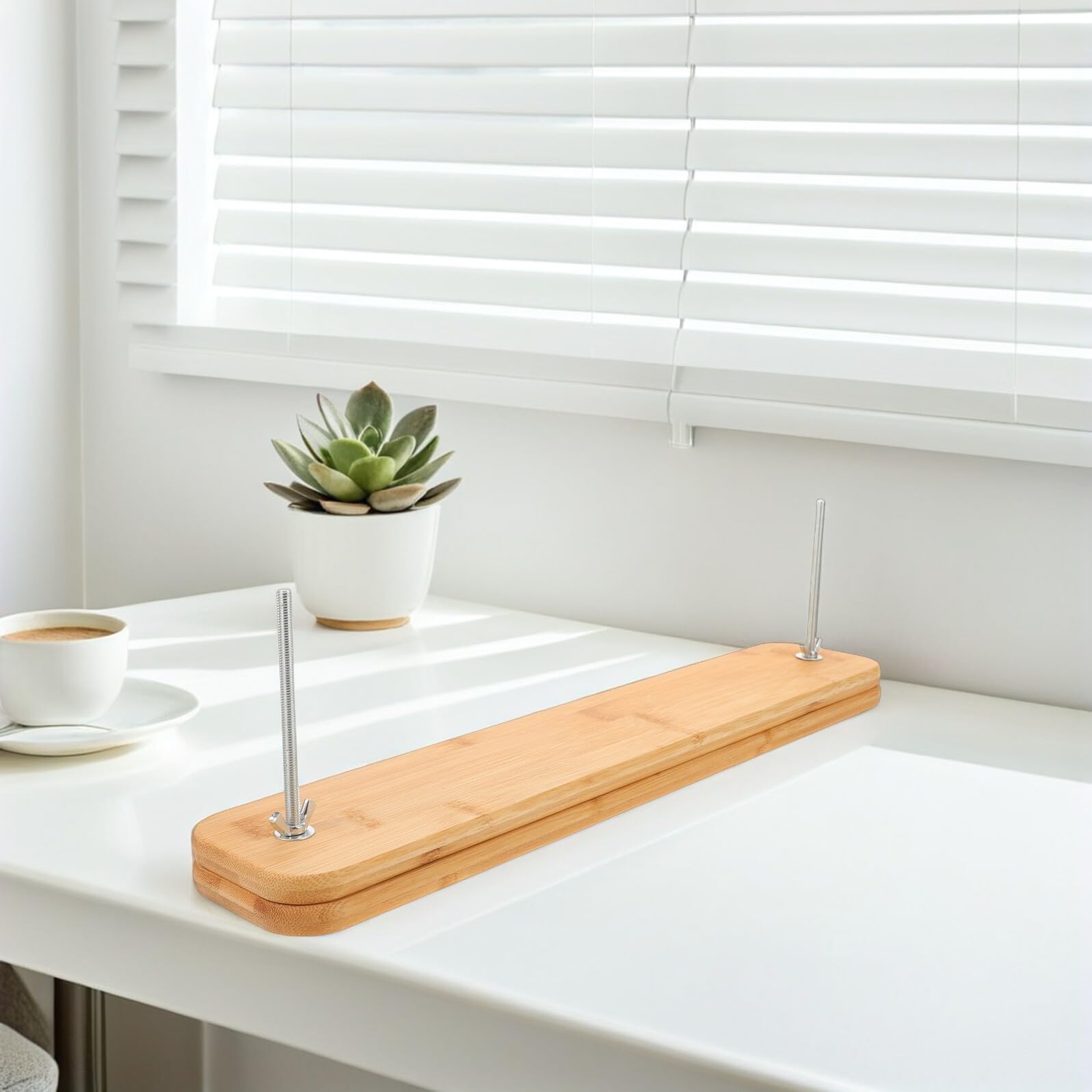 Hemobllo Prensa de Encuadernación de Libros de Madera Bambú 43,8×8 Cm con 2 Tornillos Ajustables, Herramienta Manual para Hacer Libros, Kit de Herramientas para Encuadernación