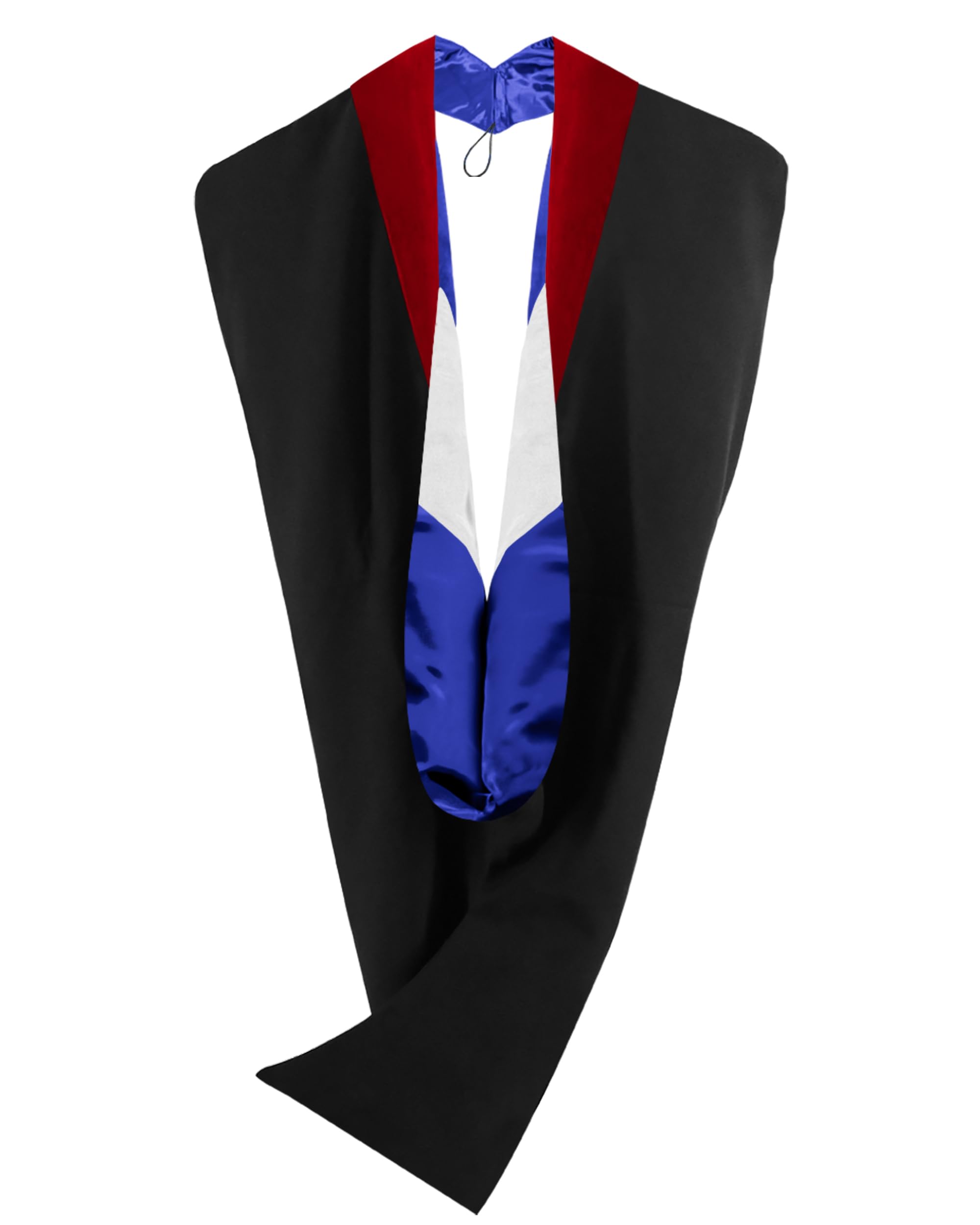 GraduationMall Deluxe Graduation Hood for Bachelor Academic Unisex 15 kolorów, Czerwony / królewski niebieski / biały, Rozmiar uniwersalny