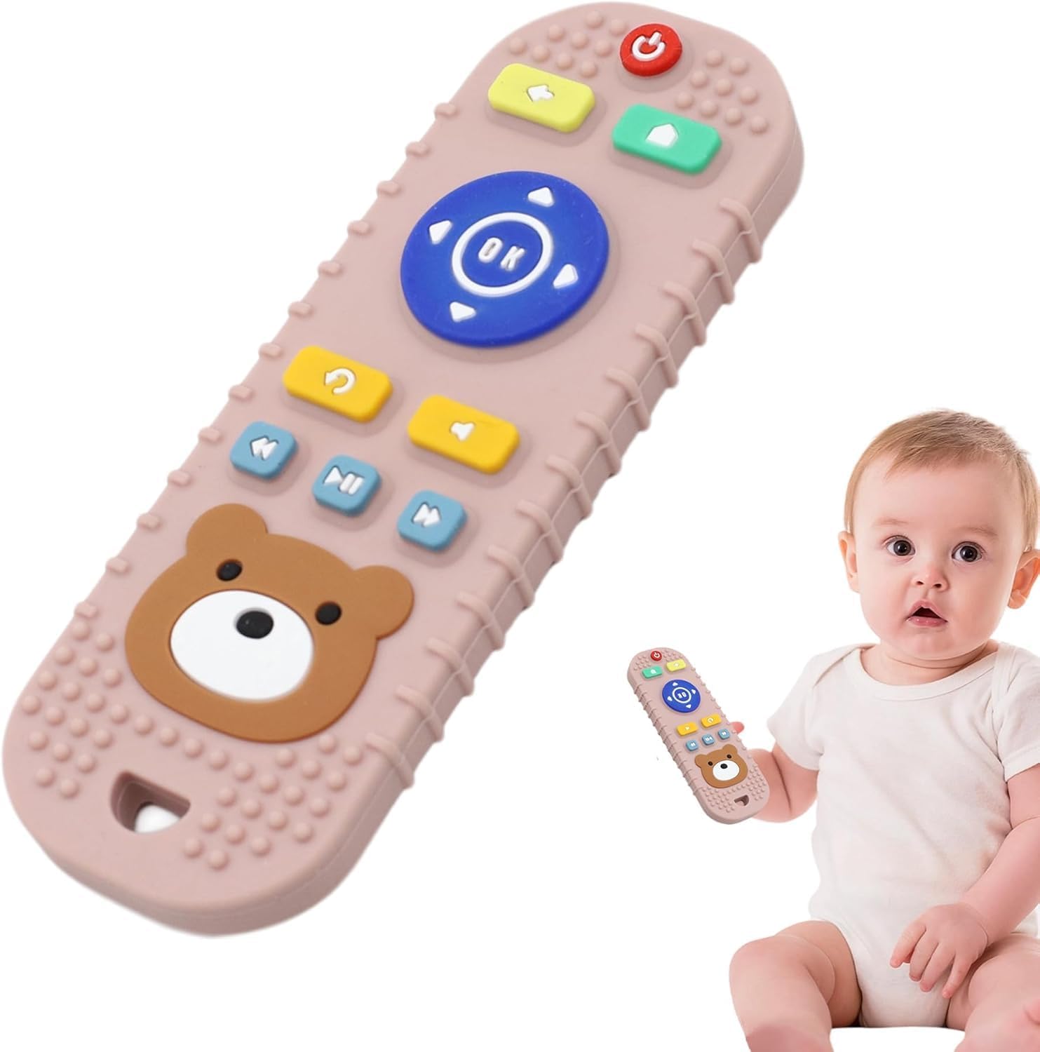 Remote Control Shaped Teether for 6 to 12 Months Baby, Helps Biting Skills Development, Colour & Shape Recognition, Teething Toys for Babies and Toddlers (Remote Pink)-image-8
